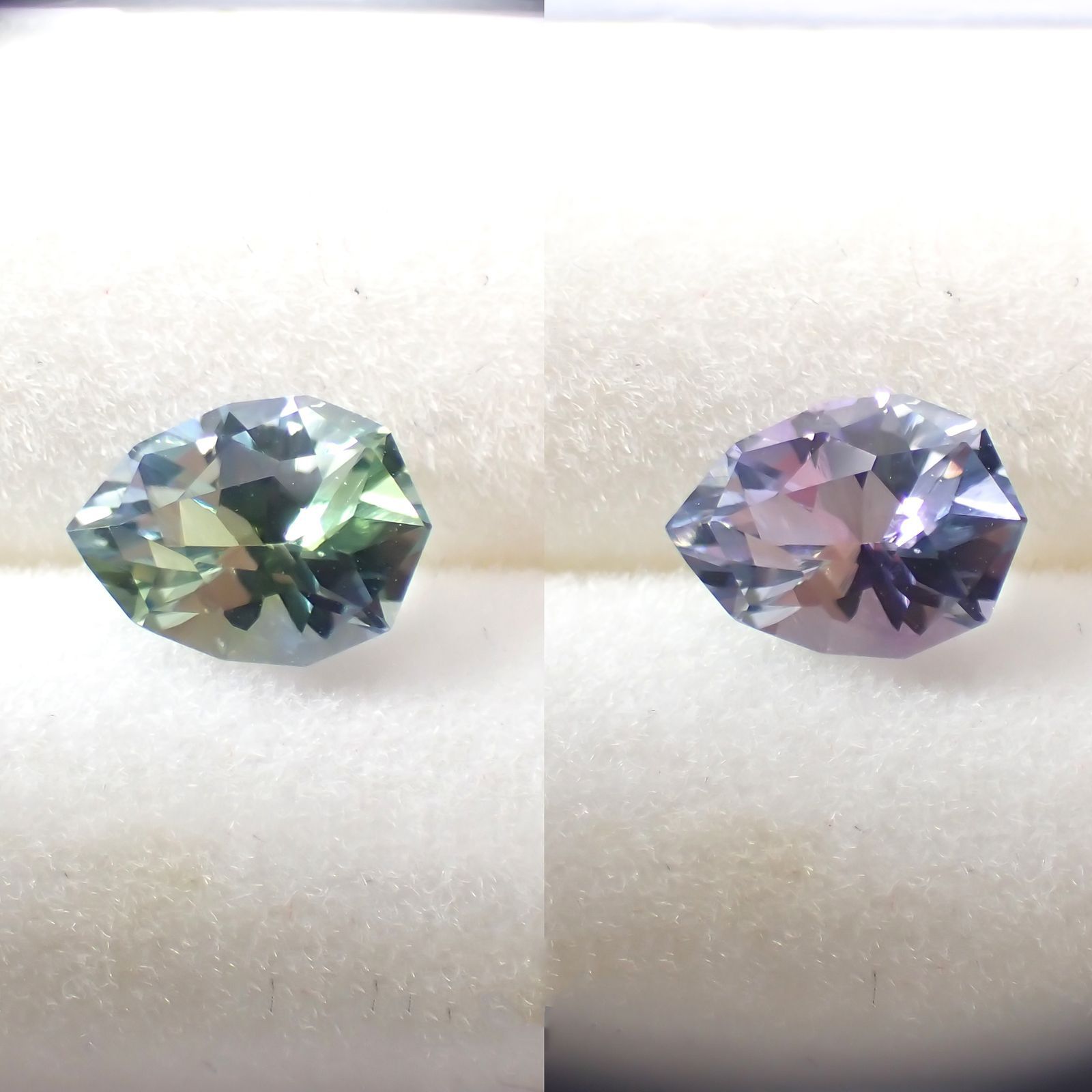 ◇カスタムカット◇バイカラータンザナイト 非加熱(宝石名ゾイサイト)タンザニア産 0.72ct 識別済[221118968]6.8x5.1mm前後