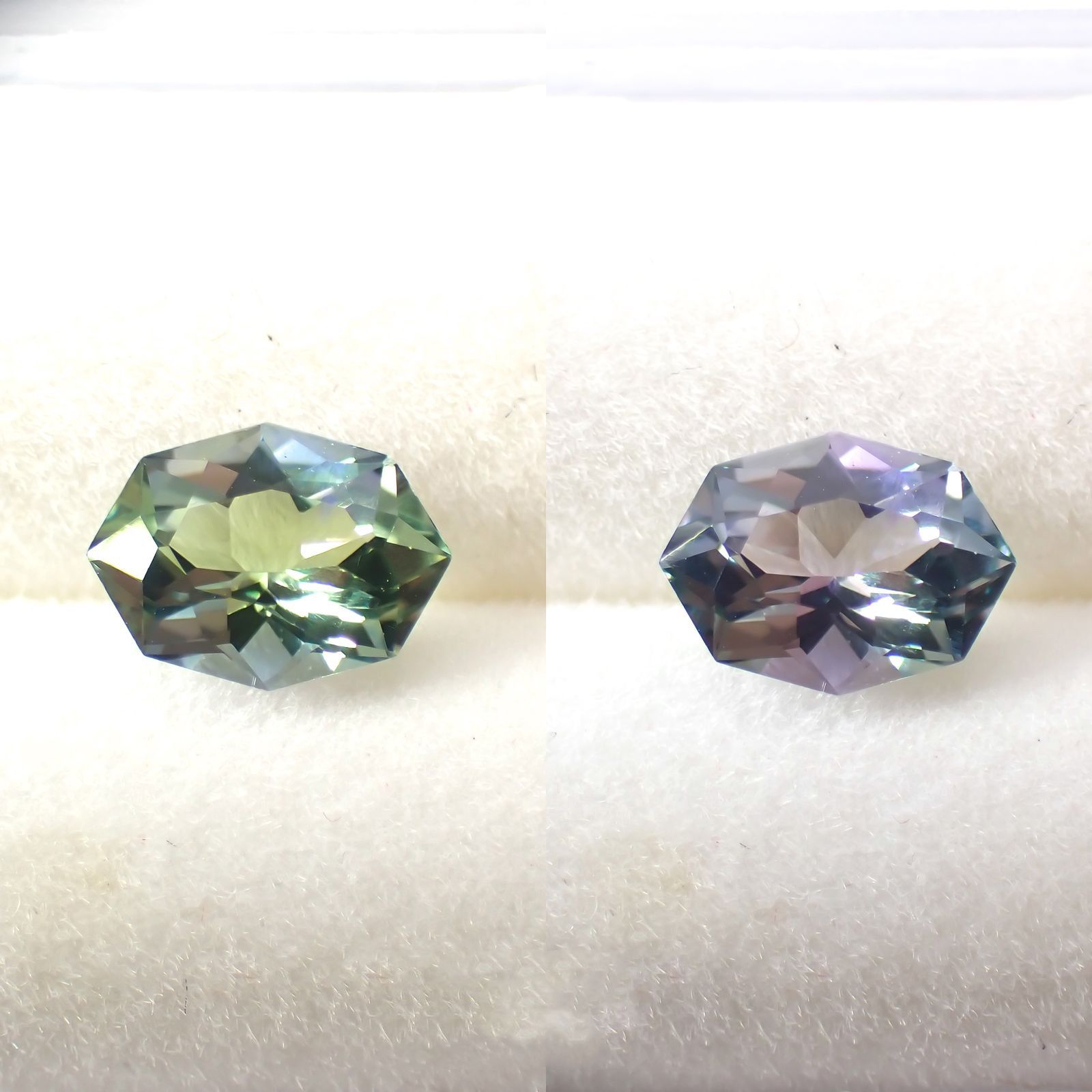 ◇カスタムカット◇バイカラータンザナイト 非加熱(宝石名ゾイサイト)タンザニア産 0.76ct 識別済[221118965]7.1x5.4mm前後