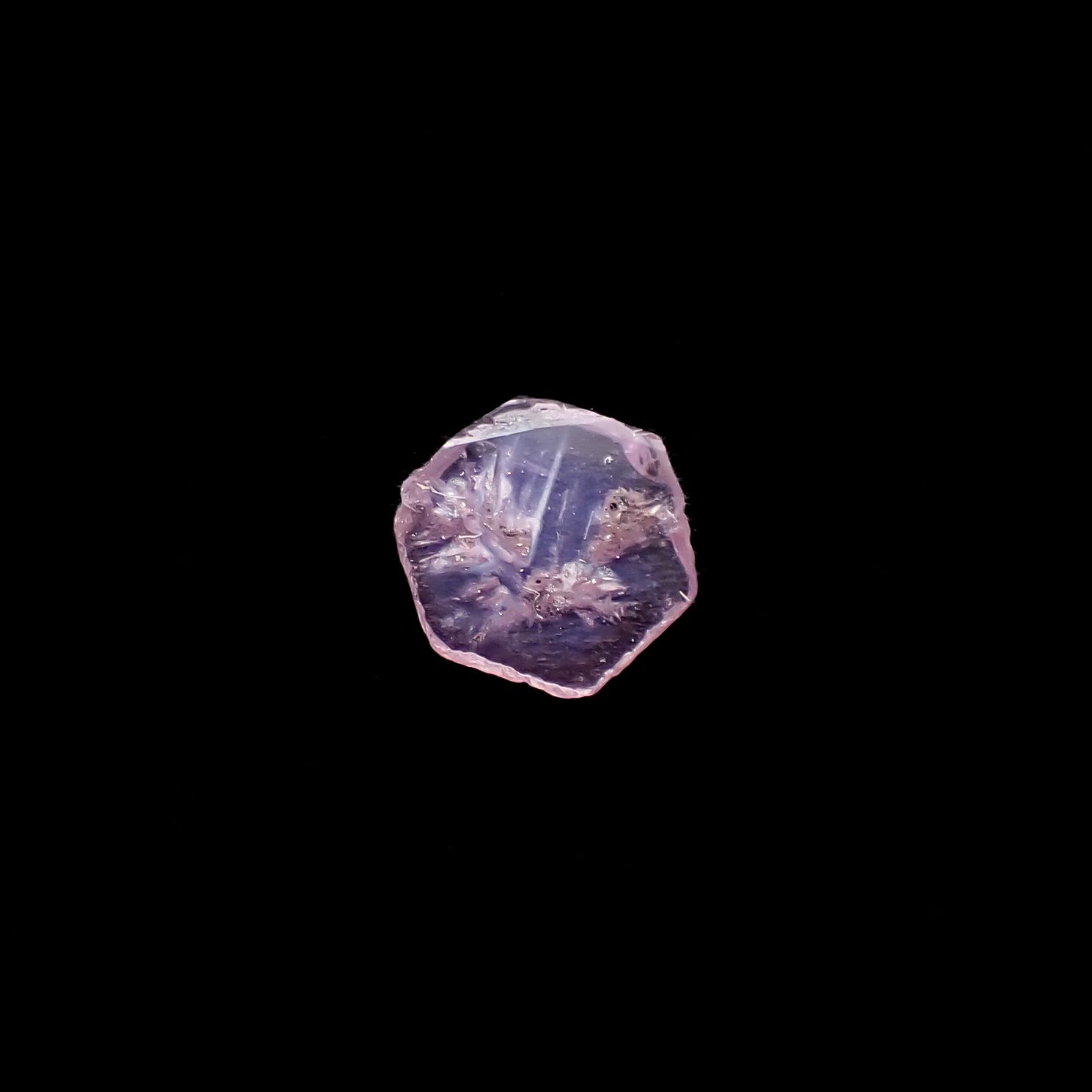 トラピッチェピンクサファイア 原石スライス パキスタン・カシミール地方産 0.38ct[240627851]5.6x5.1mm前後