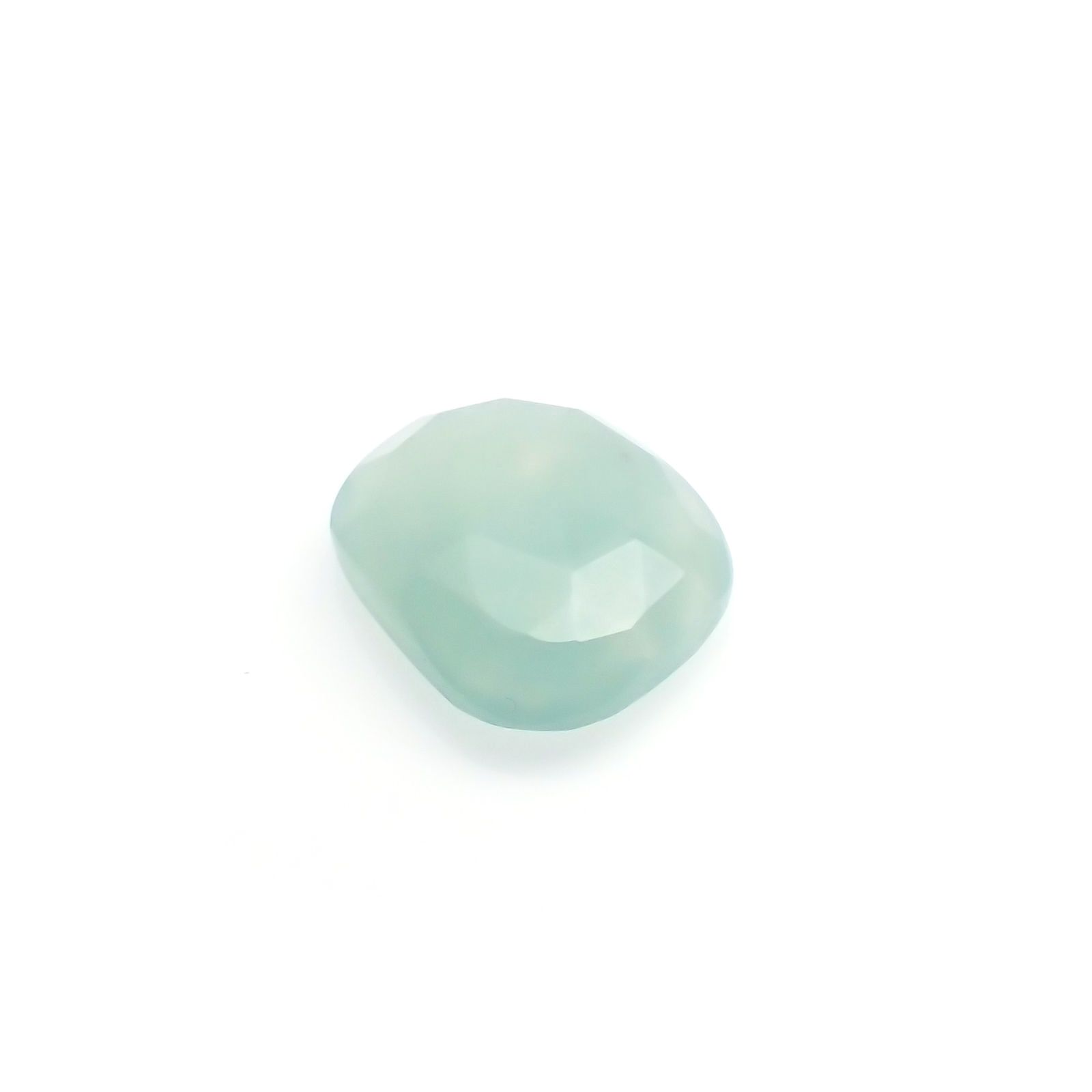 ◇フリーフォーム・ローズカット◇アクアプレーズ(宝石名ブルー グリーン・カルセドニー)南アフリカ産 4.36ct 識別済[230421891]12.6x10.7mm前後