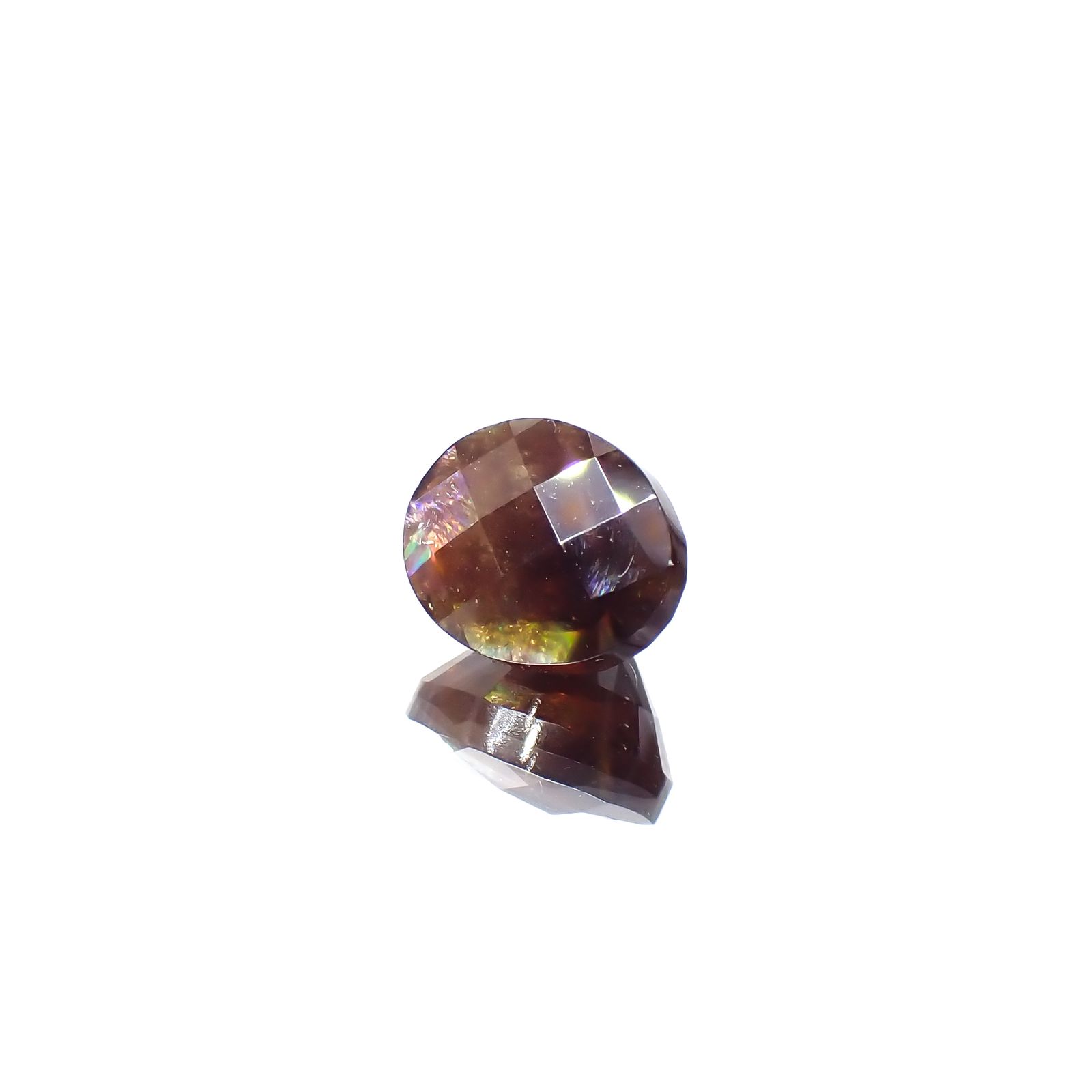 ◇チェッカーカット◇レインボーガーネット 日本・奈良県産 3.59ct[240125543]8.8x7.4mm前後