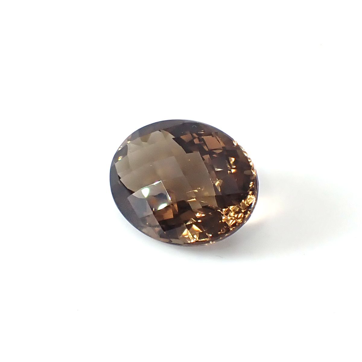 ◇チェッカーカット◇スモーキークォーツ ブラジル産 17.36ct / 20.2x15.2mm前後 [251031248]