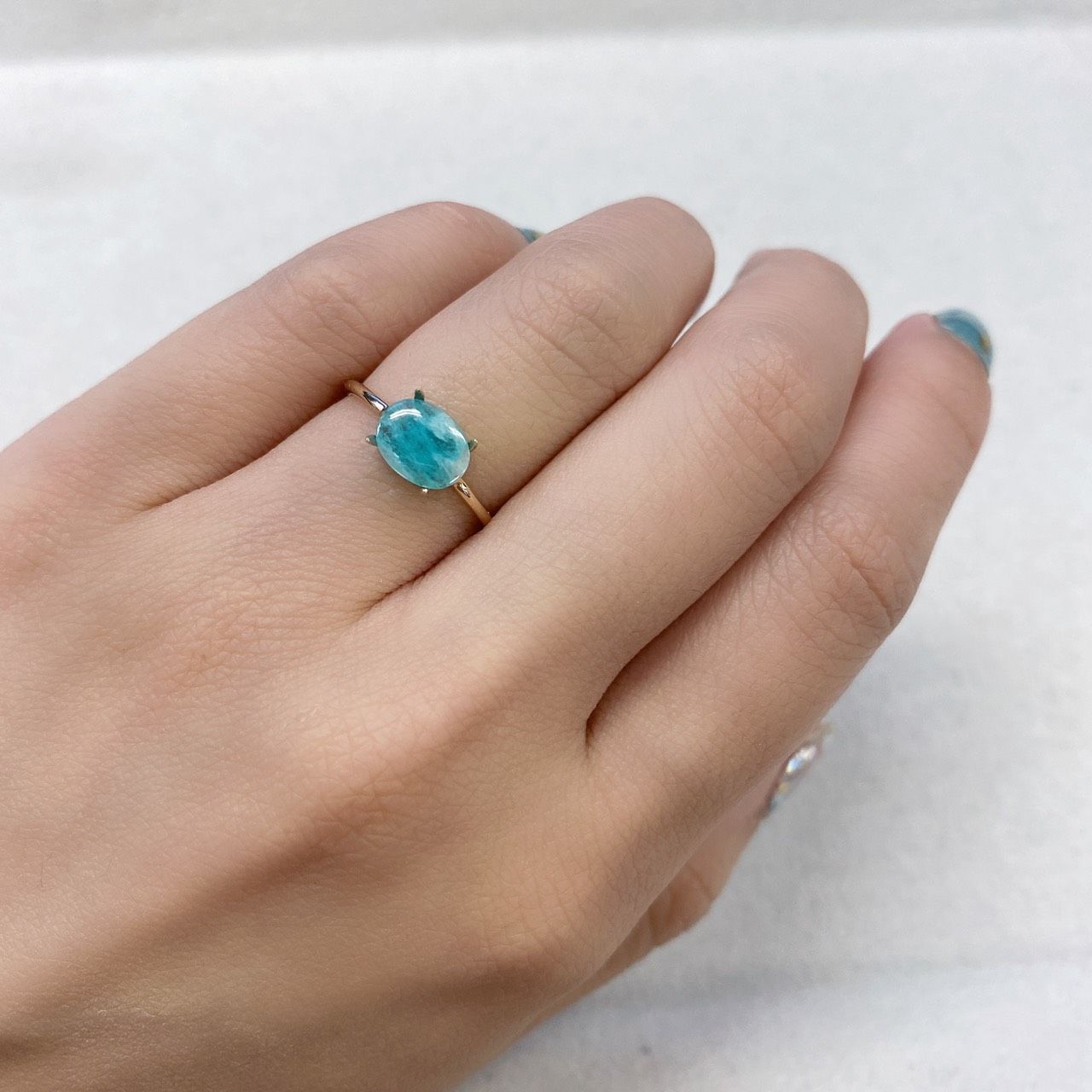 パライバトルマリンインクォーツ(宝石名トルマリンインクォーツ/別名パライバ・トルマリンインクォーツ) ブラジル産 0.62ct 識別済[210812965]8.0×6.2mm前後