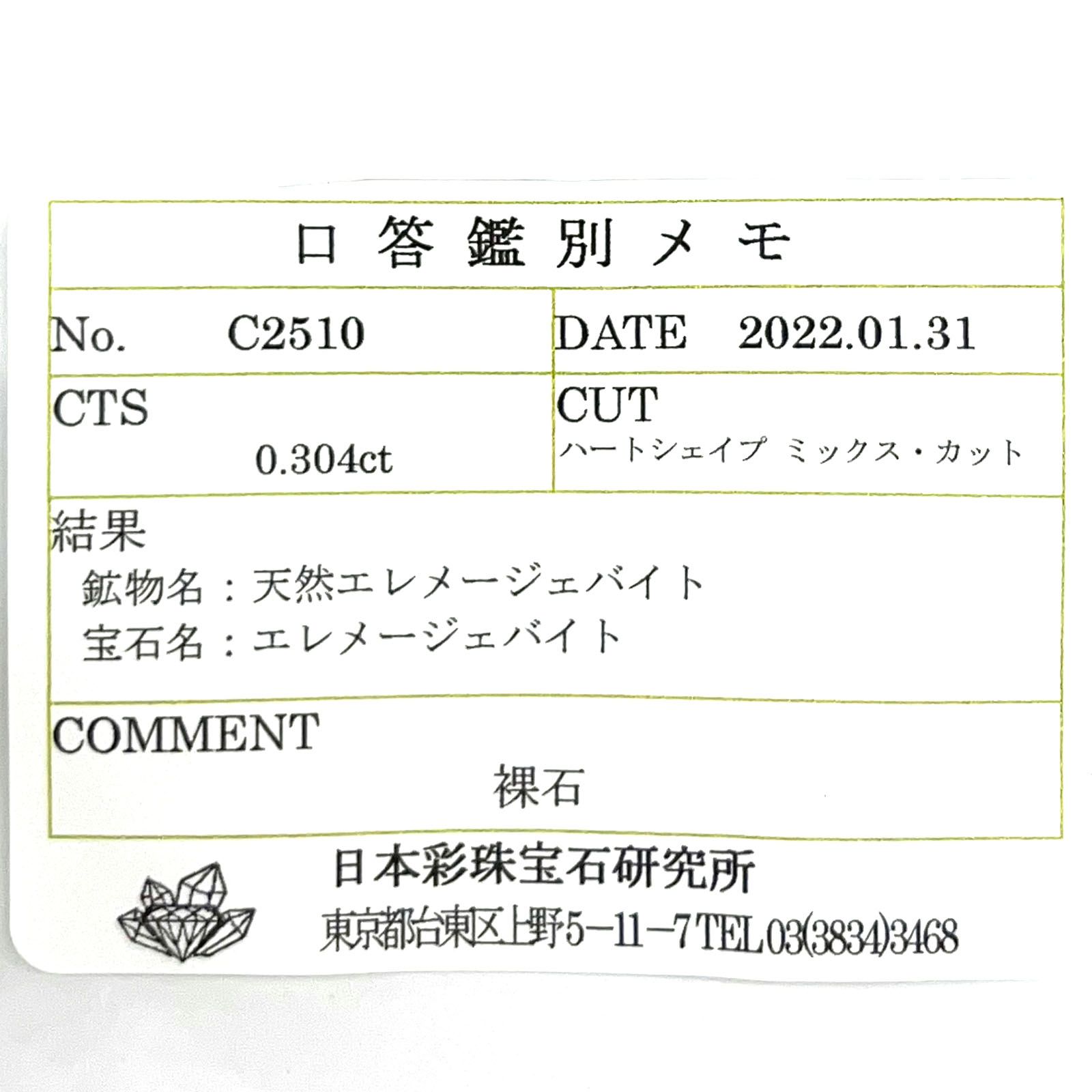ジェレメジェバイト(宝石名エレメジェバイト) ナミビア産 0.304ct ソ付(彩珠)[20095017]4.5×4.5mm前後