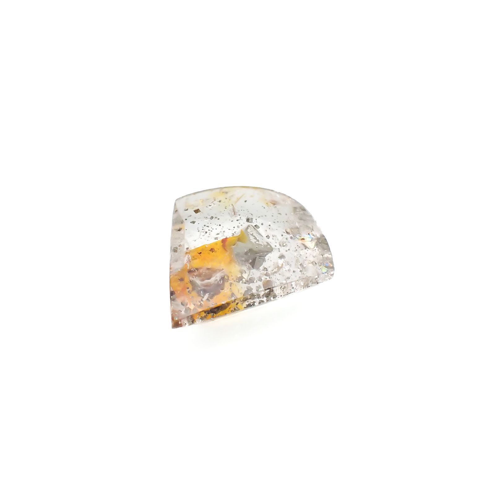◇カスタムカット◇パイライトインクォーツ  ブラジル産 14.59ct[220616629]20.7x18.9mm前後
