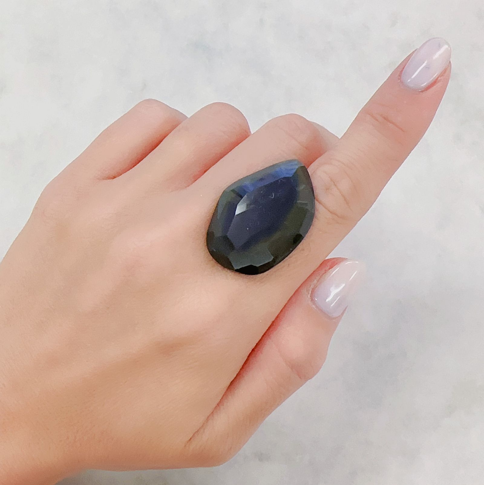 ◇フリーフォーム◇レインボーオブシディアン メキシコ産 25.98ct[230722598]30.5x21.6mm前後