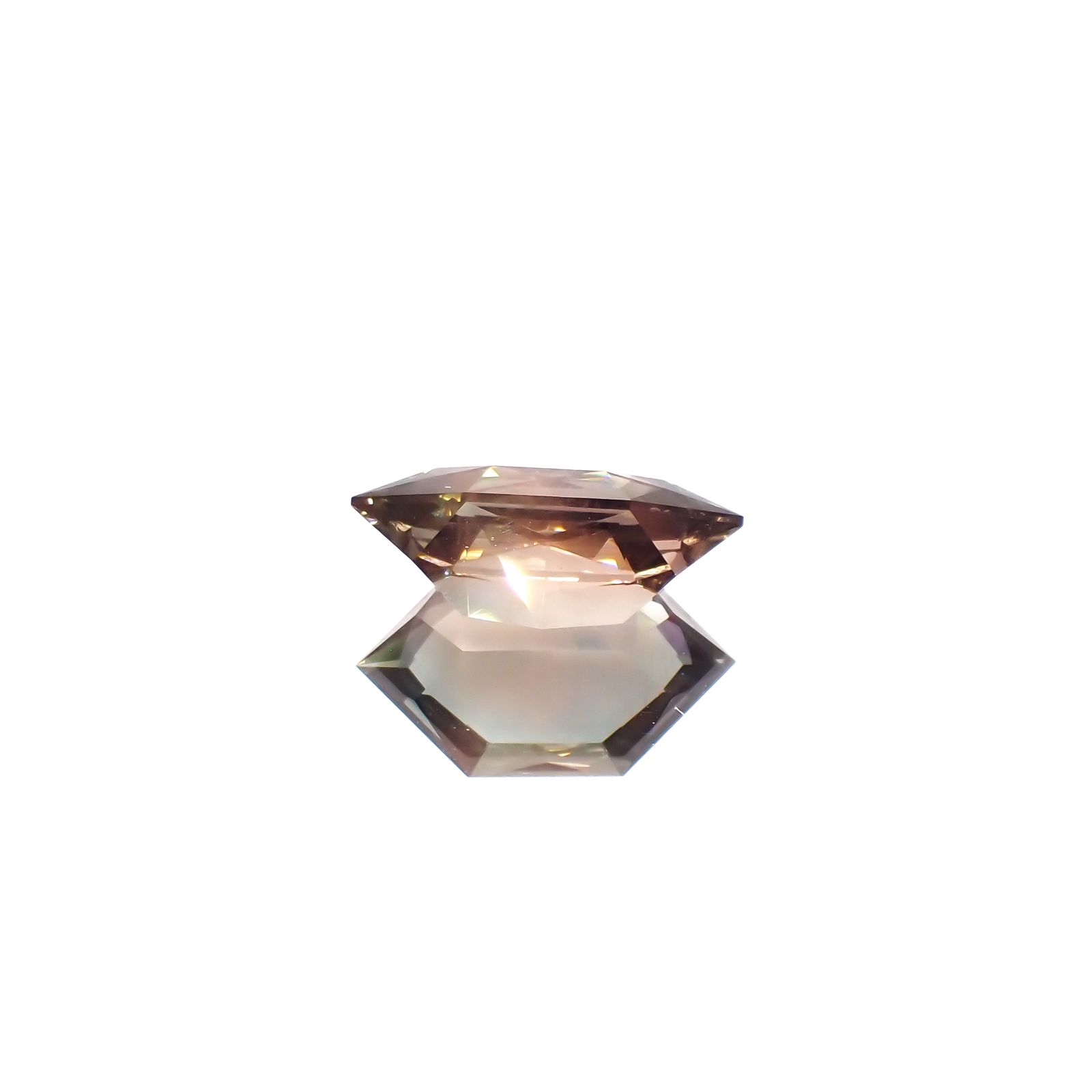 ◇カスタムヘキサゴンカット◇バイカラーオレゴンサンストーン アメリカ・オレゴン州産 4.59ct[231224664]15.7x9.2mm前後