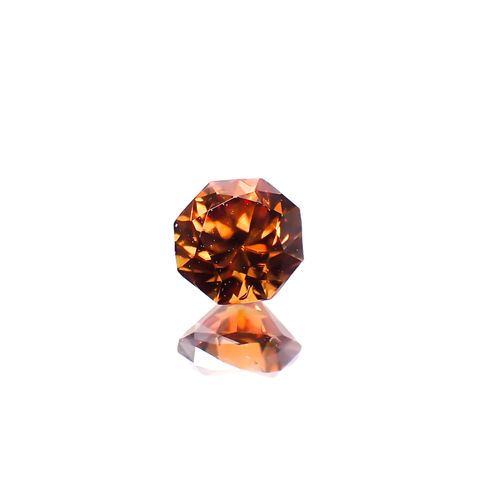 ◇オクタゴンカット◇オレンジジルコン(宝石名ジルコン)スリランカ/カンボジア産 0.43ct 識別済[241129490]3.9x3.9mm前後