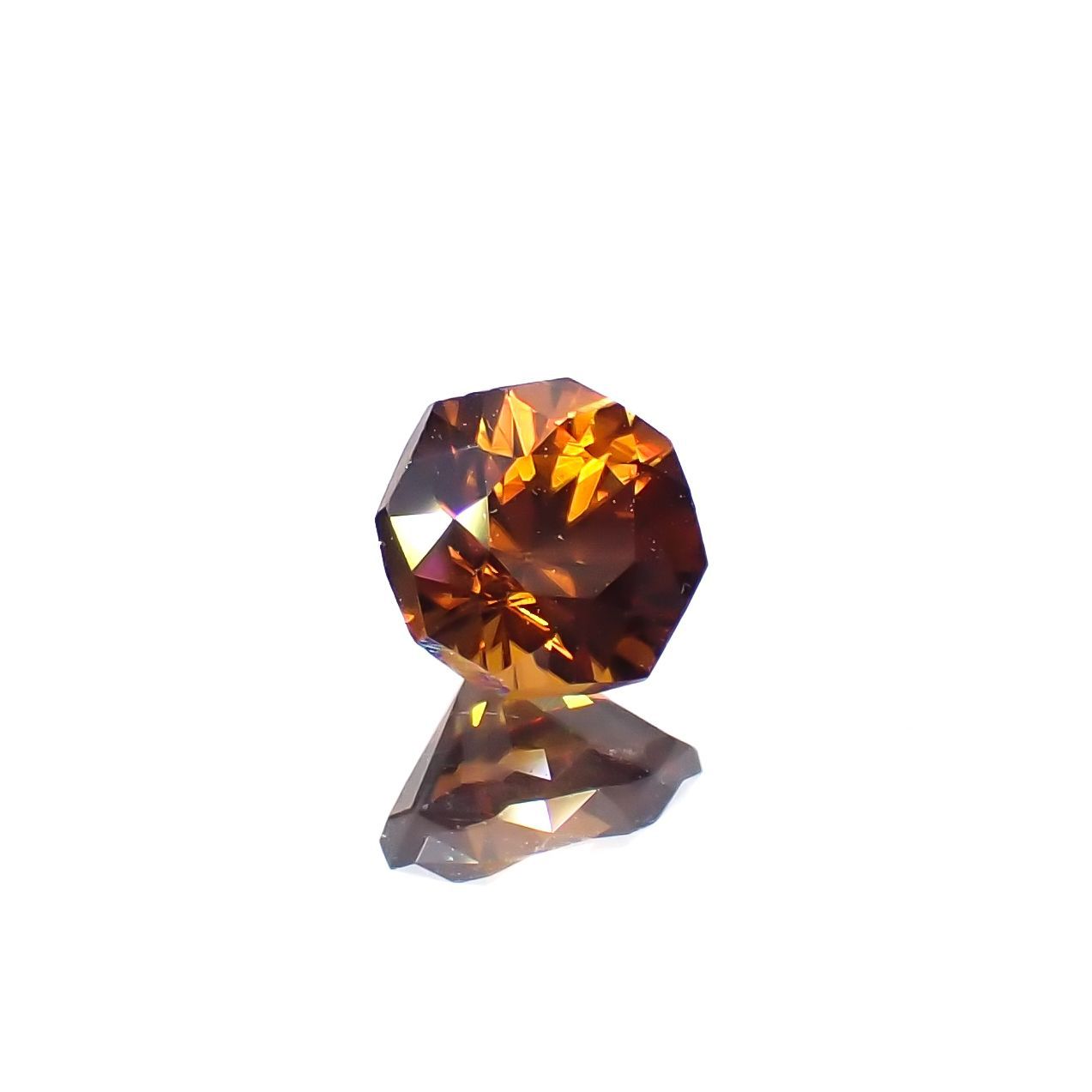 ◇オクタゴンカット◇オレンジジルコン(宝石名ジルコン)スリランカ/カンボジア産 0.87ct 識別済[230220702]5x4.9mm前後