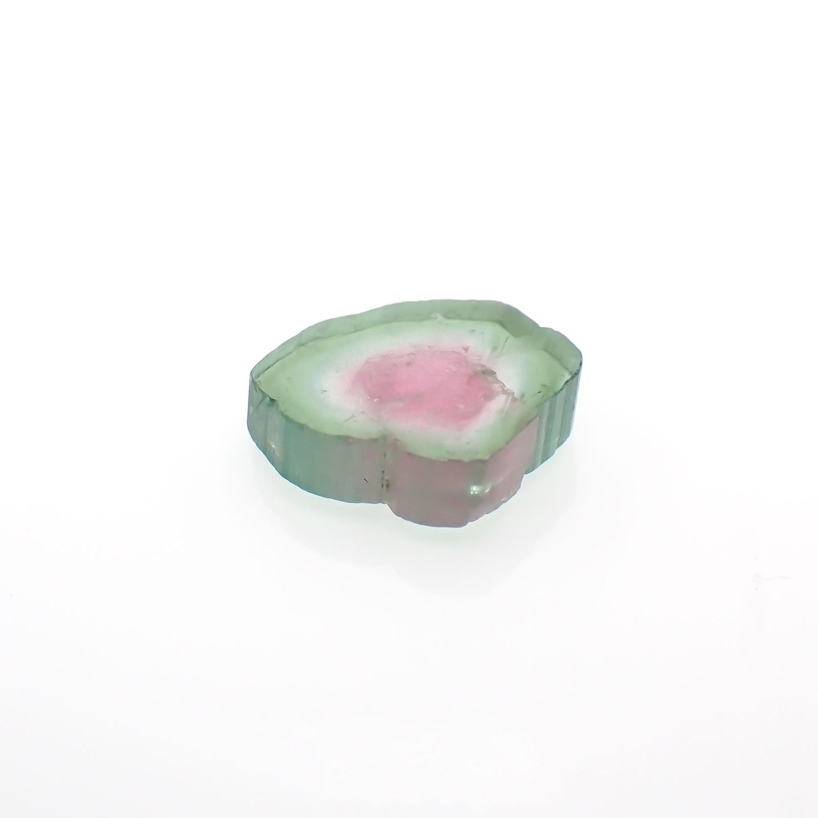 ウォーターメロントルマリン 原石スライス コンゴ民主共和国産 3.92ct[221018614]11.1x10.8mm前後