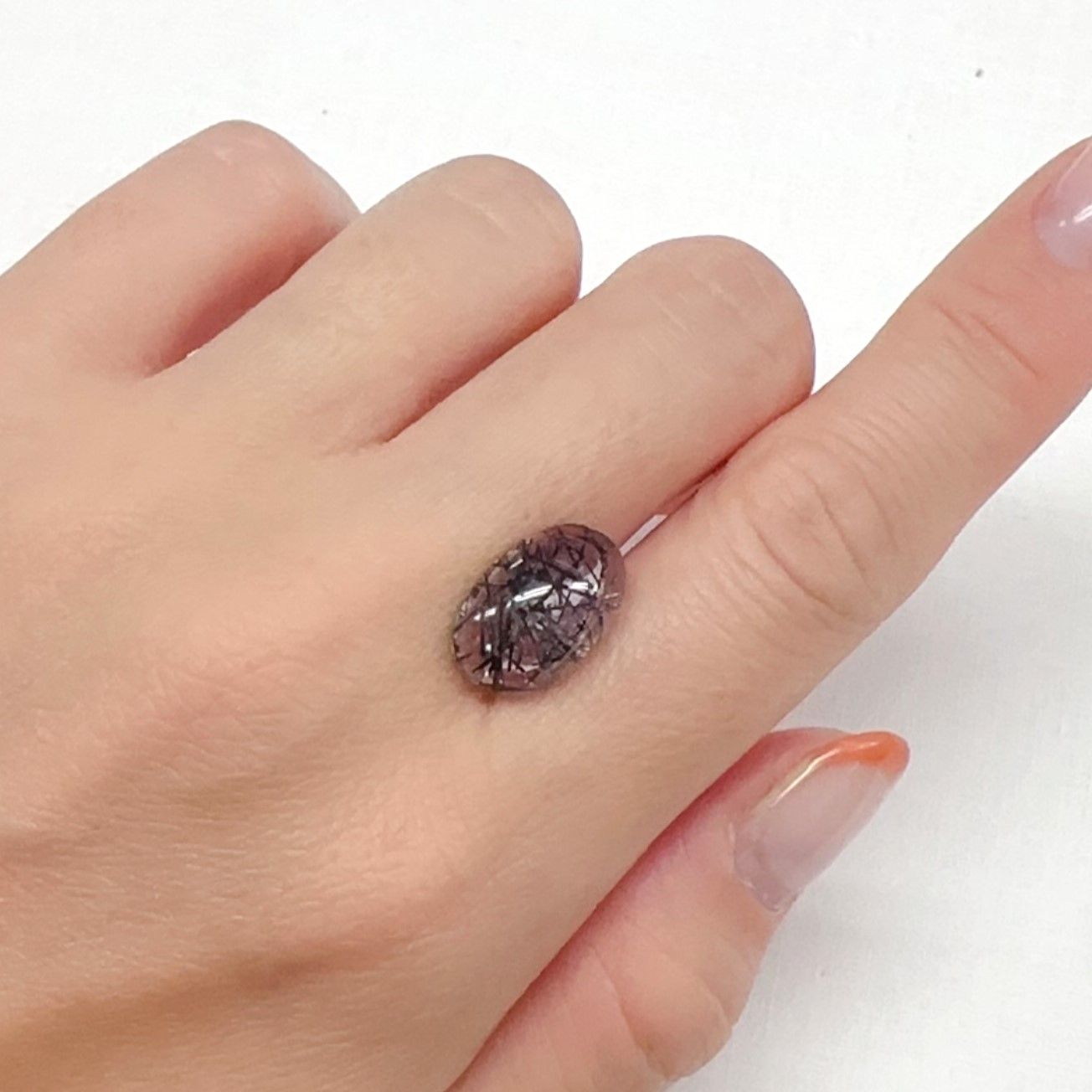 ブラックトルマリンインクォーツ ブラジル産 6.53ct[240427063]15x10.1mm前後
