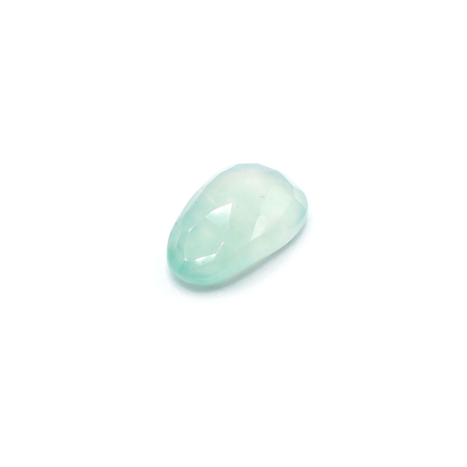 ◇フリーフォーム・ローズカット◇アクアプレーズ(宝石名ブルー グリーン・カルセドニー)南アフリカ産 5.05ct 識別済[231023968]15.1x10.1mm前後