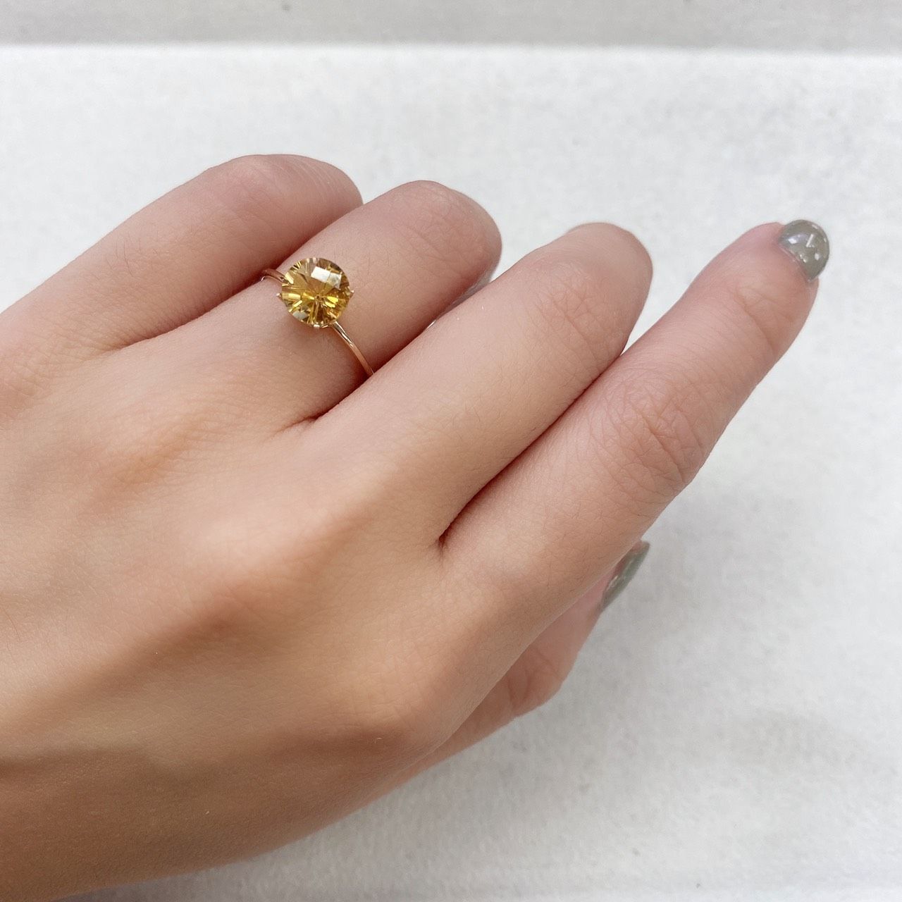 ◇チェッカーコンケーブカット◇シトリン ブラジル産 ルース 1.21ct[210913024]7.1×7.1mm前後