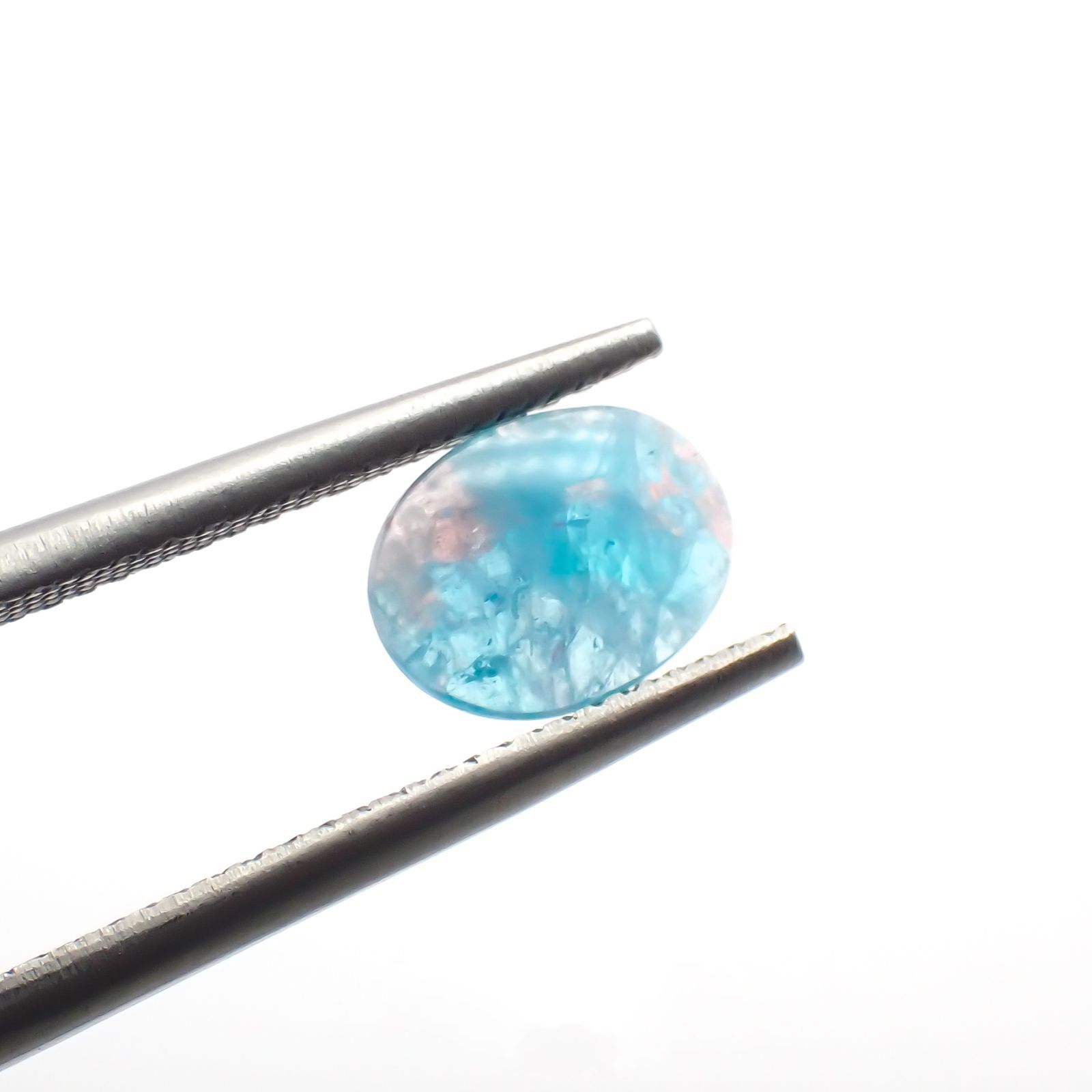 パライバトルマリンインクォーツ(宝石名トルマリンインクォーツ/別名パライバ・トルマリンインクォーツ) ブラジル産 0.58ct 識別済[210812964]7.8×5.9mm前後