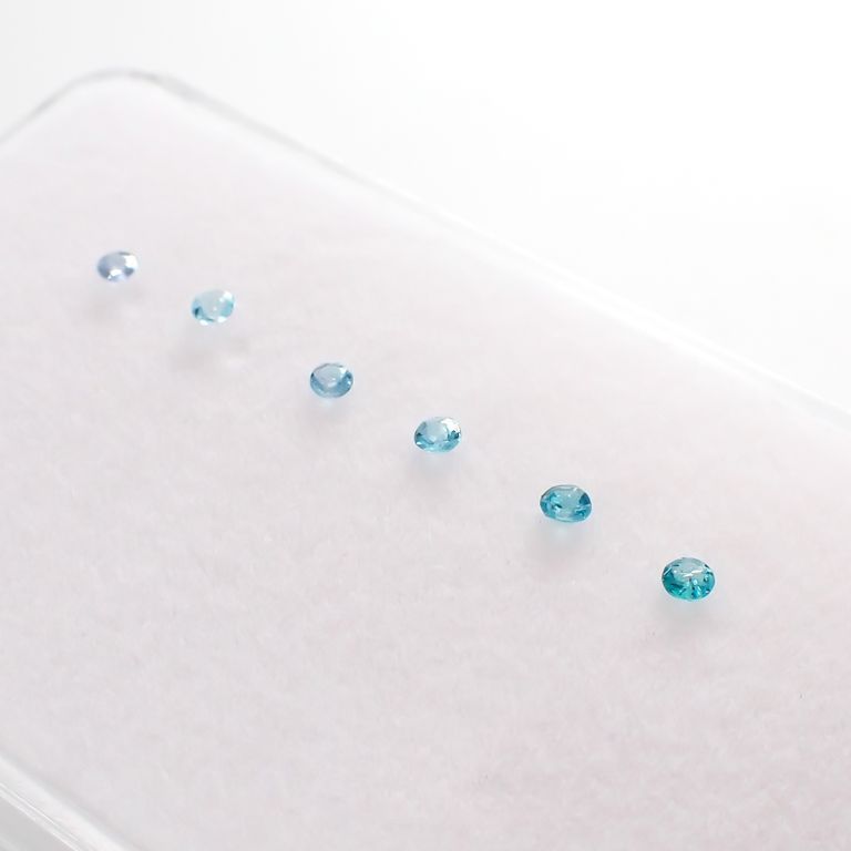 パライバトルマリン カラーグラデーション6pcsセット(宝石名トルマリン)ブラジル産 0.16ct(6pcs合計) 識別済[230220337]1.7-2.0x1.7-2.0mm前後