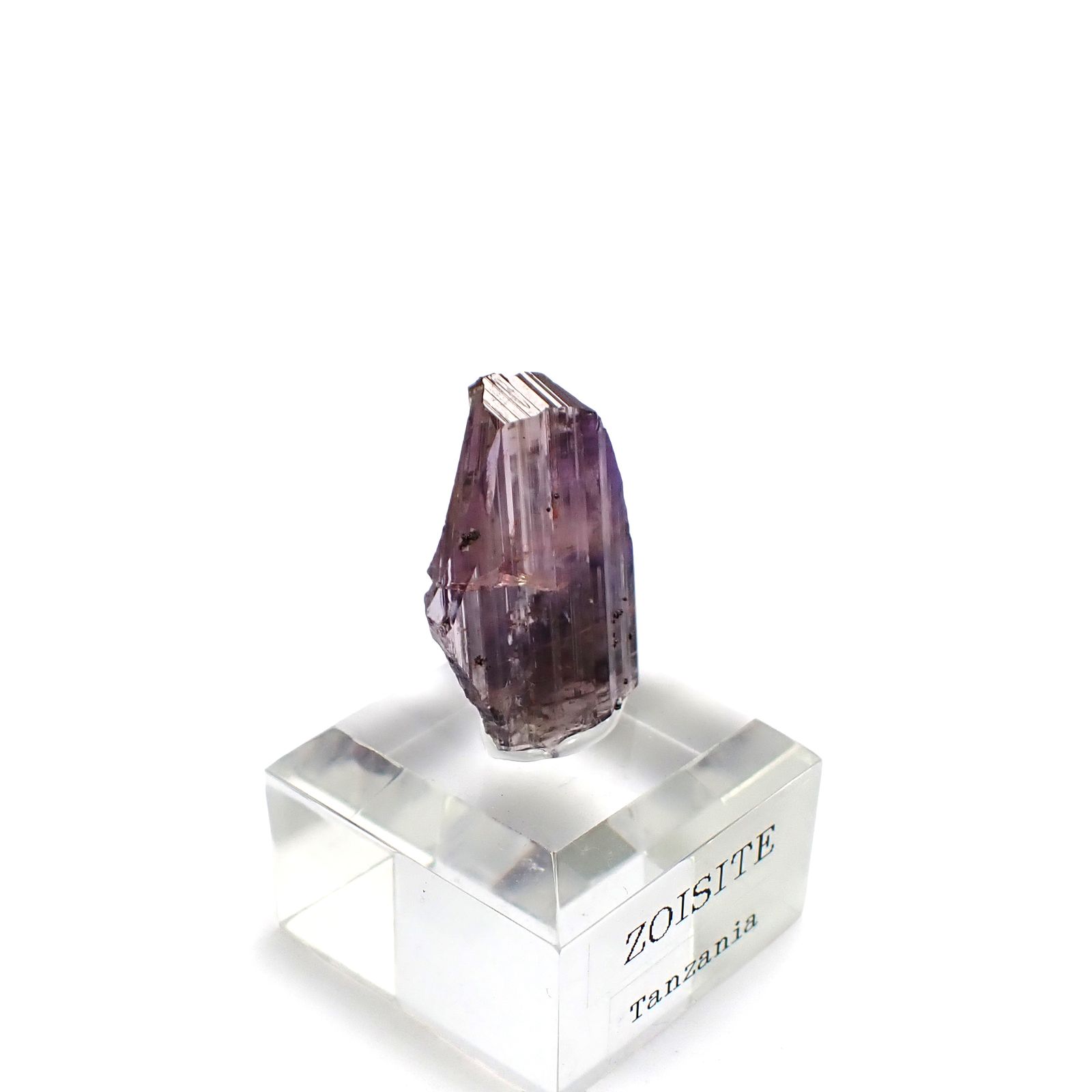 バイカラーゾイサイト原石 タンザニア産 アクリル台座付き 36.32ct(7.26g) / 11x17.9x26.5mm前後 [260632370]