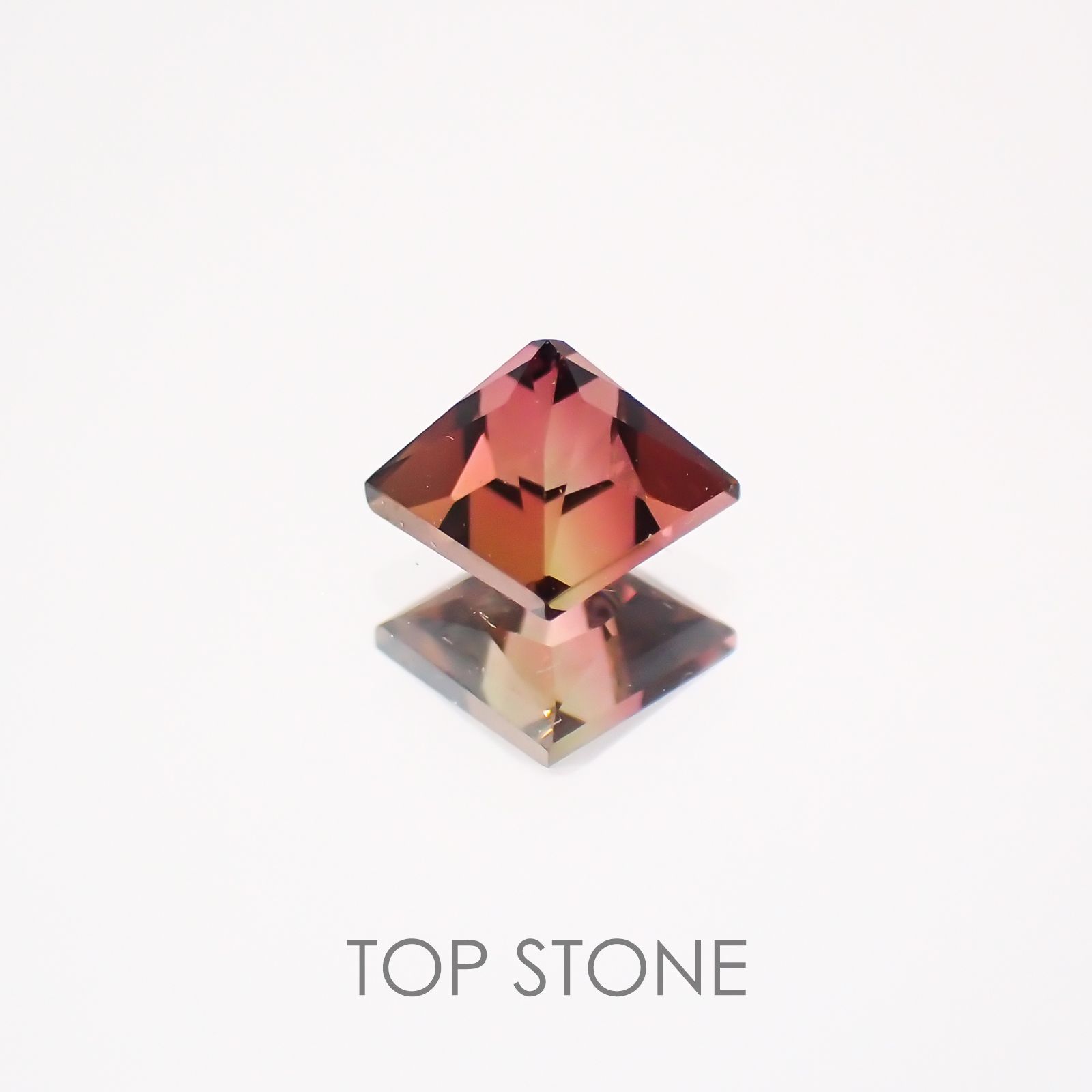 ◇プリンセスカット◇バイカラートルマリン ブラジル産 ルース 0.44ct[21018907]3.9×3.9mm前後