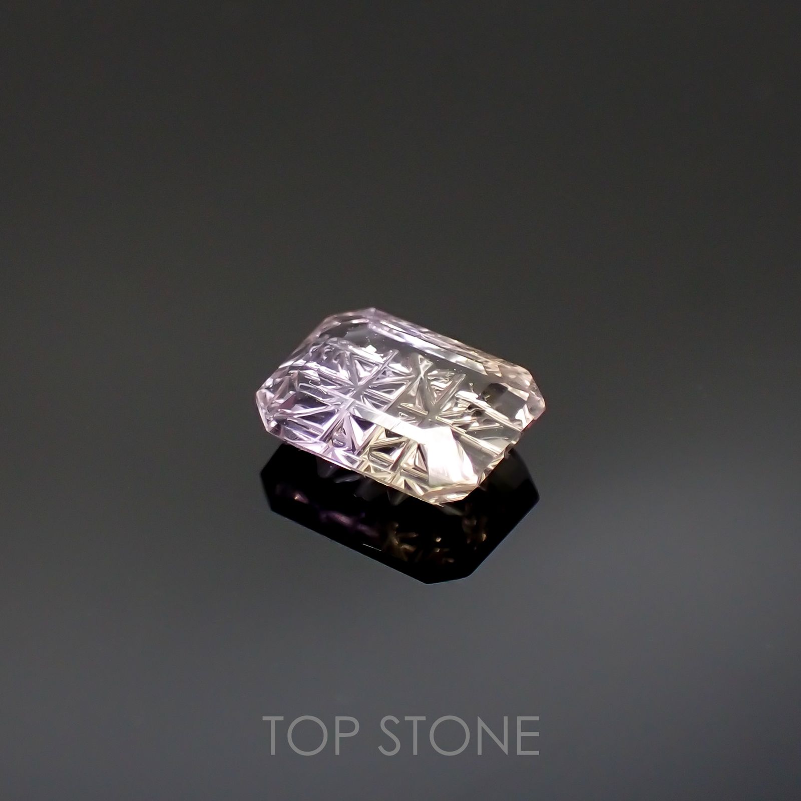 ◇甲州貴石切子Plus Three◇アメトリン カード付き ボリビア産 0.93ct[220114603]7.2x5.6mm前後