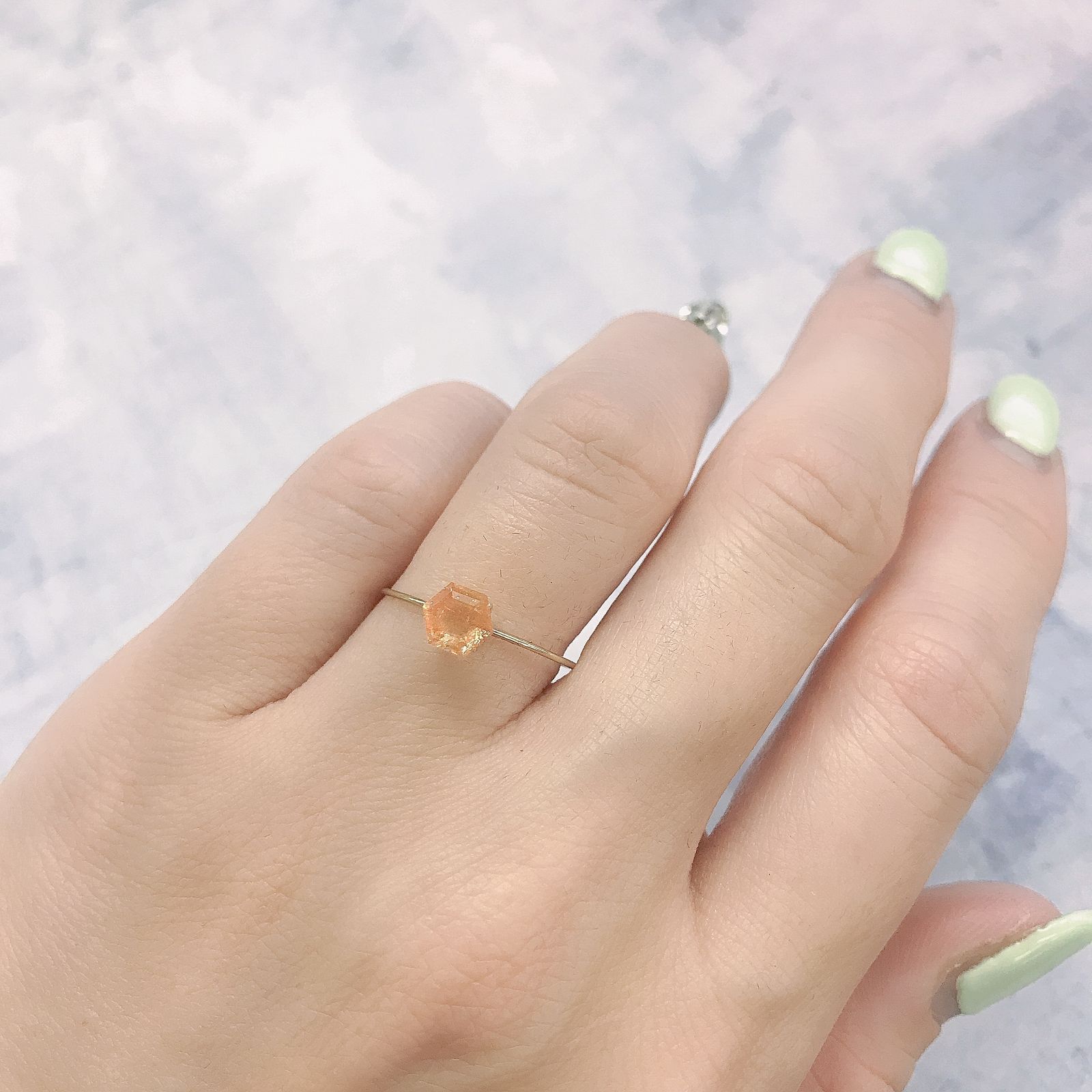 ◇ヘキサゴンカット◇イリュージョンサンストーン インド産 0.54ct[220115489]4.9x4.9mm前後