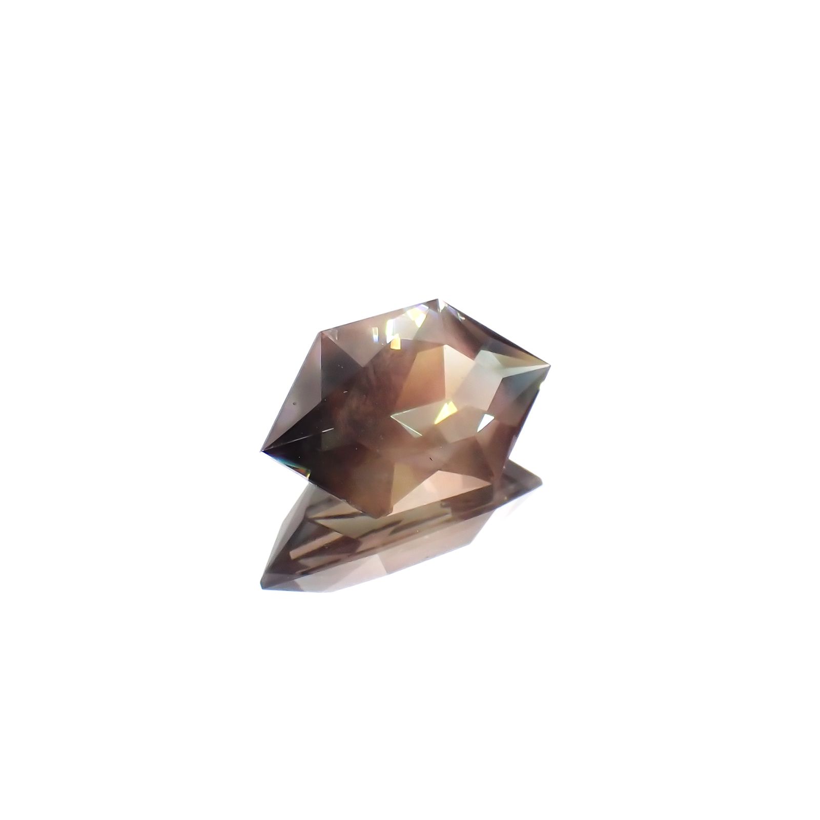 ◇カスタムヘキサゴンカット◇バイカラーオレゴンサンストーン アメリカ・オレゴン州産 4.59ct[231224664]15.7x9.2mm前後