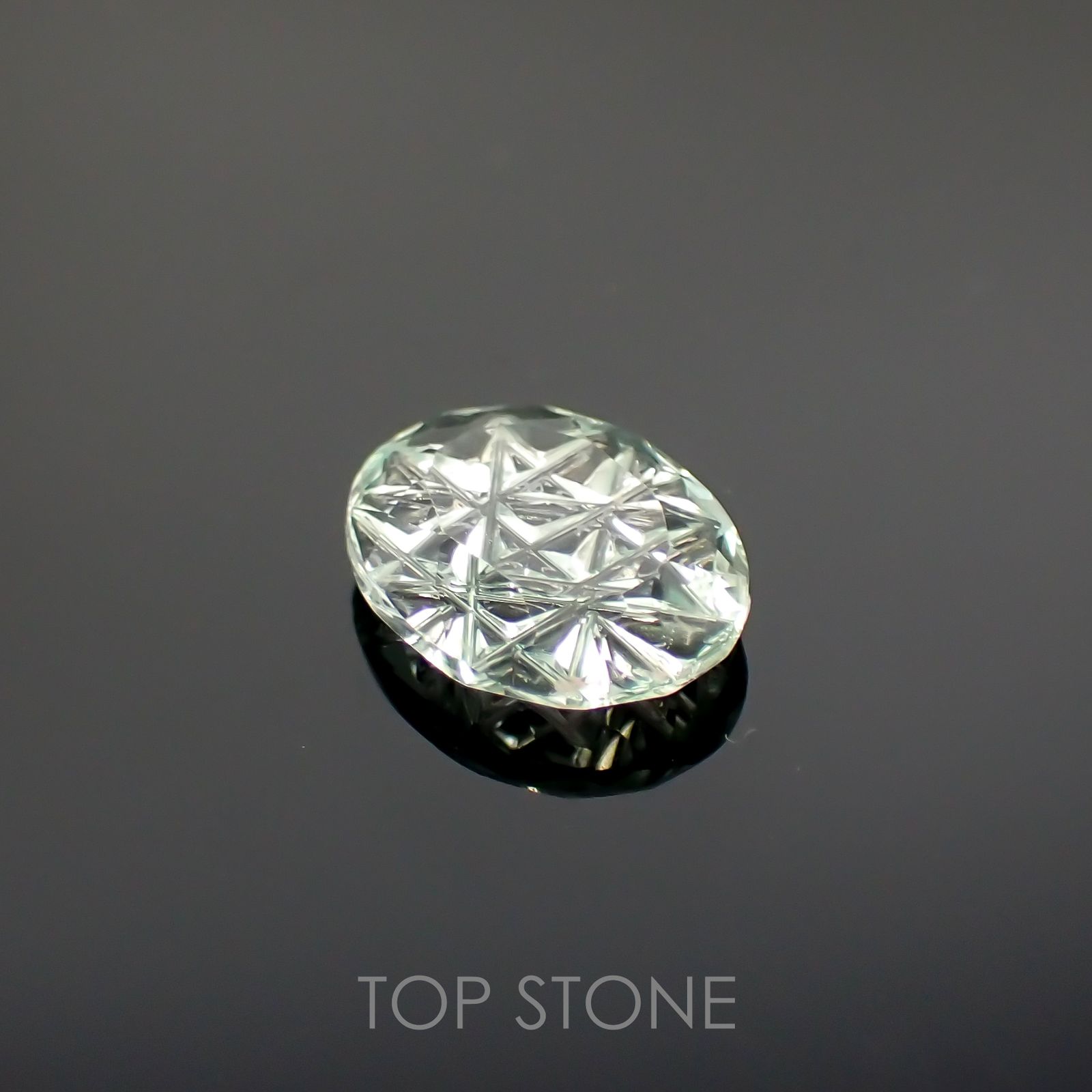 ◇甲州貴石切子Plus Three◇ミントトルマリン(宝石名グリーン・トルマリン)カード付き ブラジル産 1.176ct ソ付(彩珠)[220113926]8.4x7.1mm前後