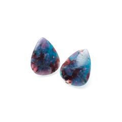 ◇リバーシブル・ペアセット◇バイカラーパライバトルマリンインクォーツ ブラジル産 14.37ct(2pcs合計)[231224452]17.8-18.0x14.2-14.4mm前後