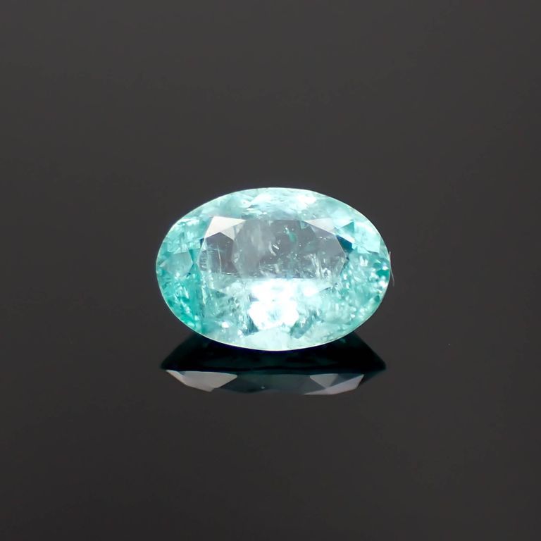 パライバトルマリン(宝石名トルマリン/別名パライバ・トルマリン)ブラジル・キントス鉱山産 0.477ct ソ付(宝貴協)[221018751]6.2x4.6mm前後