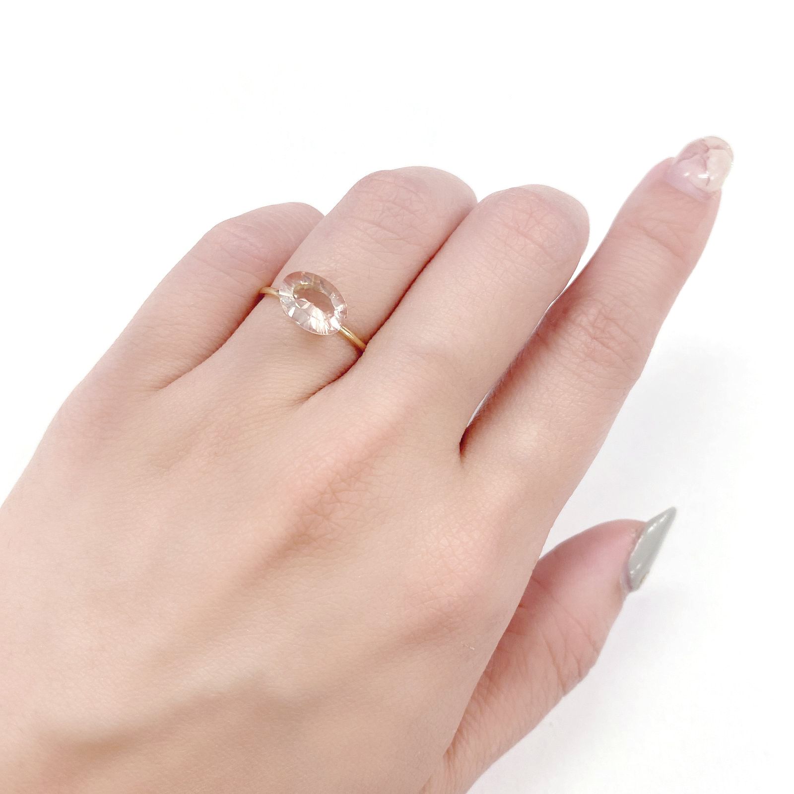 ◇コンケーブカット◇オレゴンサンストーン(宝石名ラブラドライト) アメリカ・オレゴン州産 1.50ct 識別済[210410423]9.5×6.9mm前後