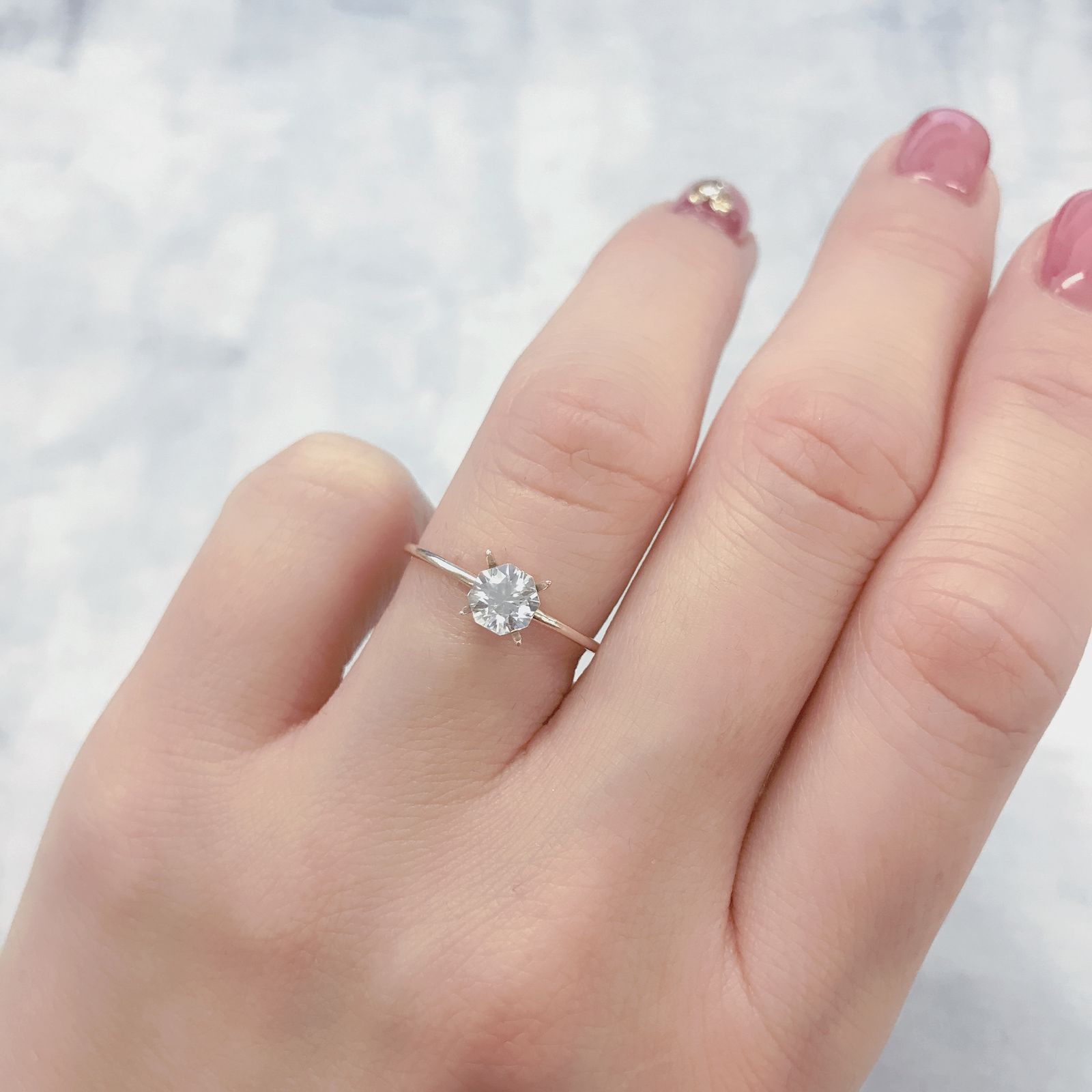 ◇オクタゴンカット◇カラーレスジルコン(宝石名ホワイト・ジルコン)スリランカ/カンボジア産 0.80ct 識別済[220114280]4.9x4.9mm前後