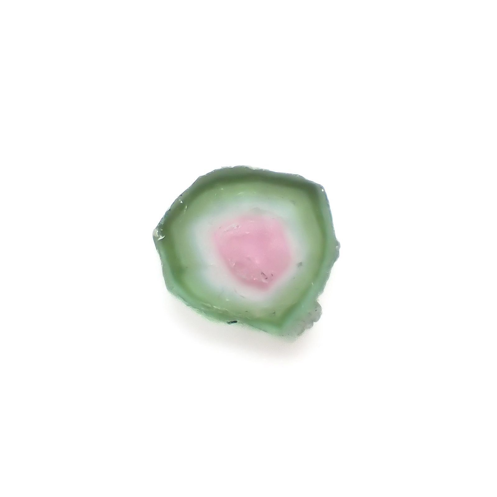 ウォーターメロントルマリン 原石スライス コンゴ民主共和国産 3.19ct / 9.5x10.6mm前後 [251018615]