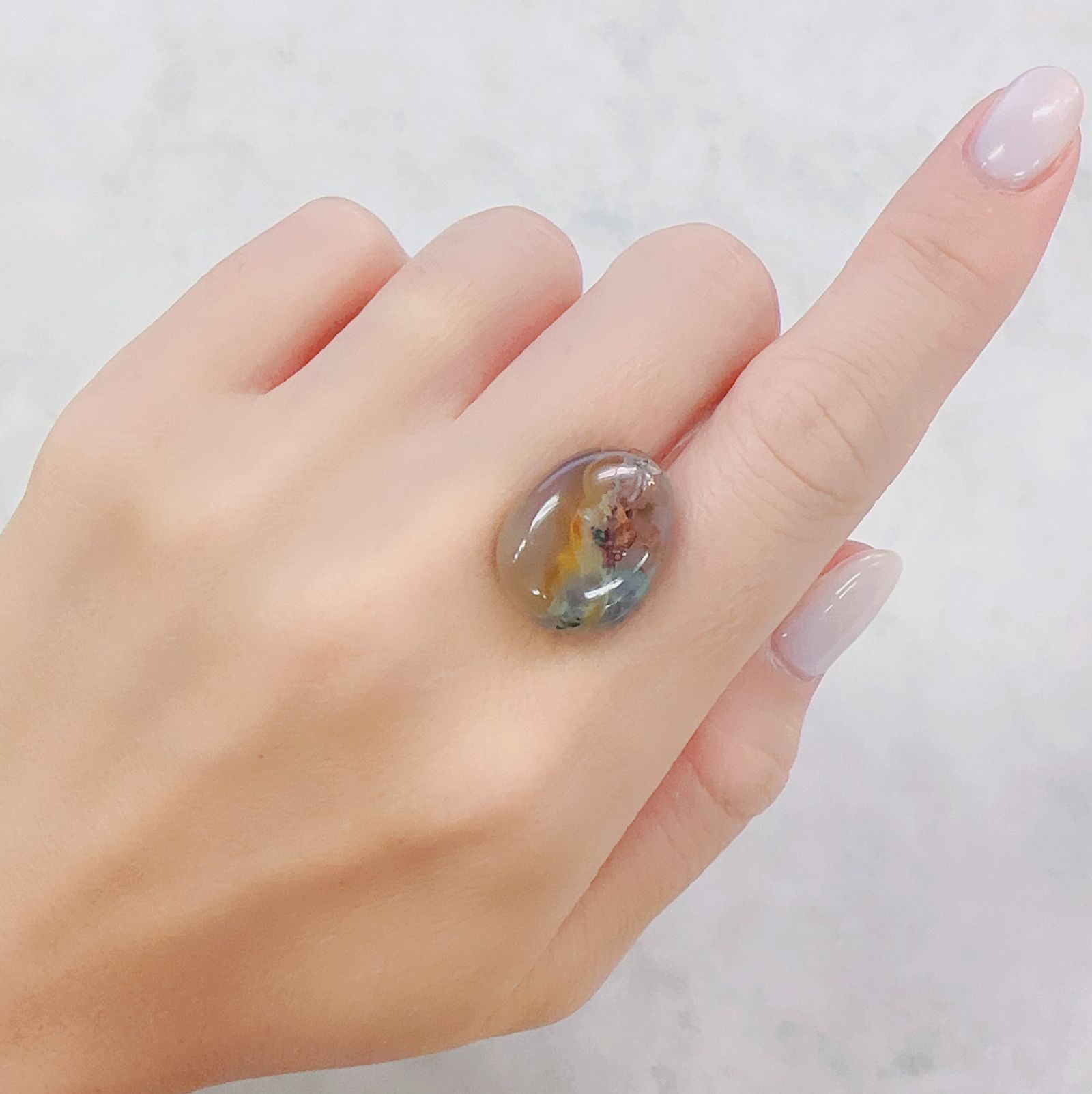コッパークリソコラインカルセドニー インドネシア産 12.76ct[230722646]18.4x14.4mm前後