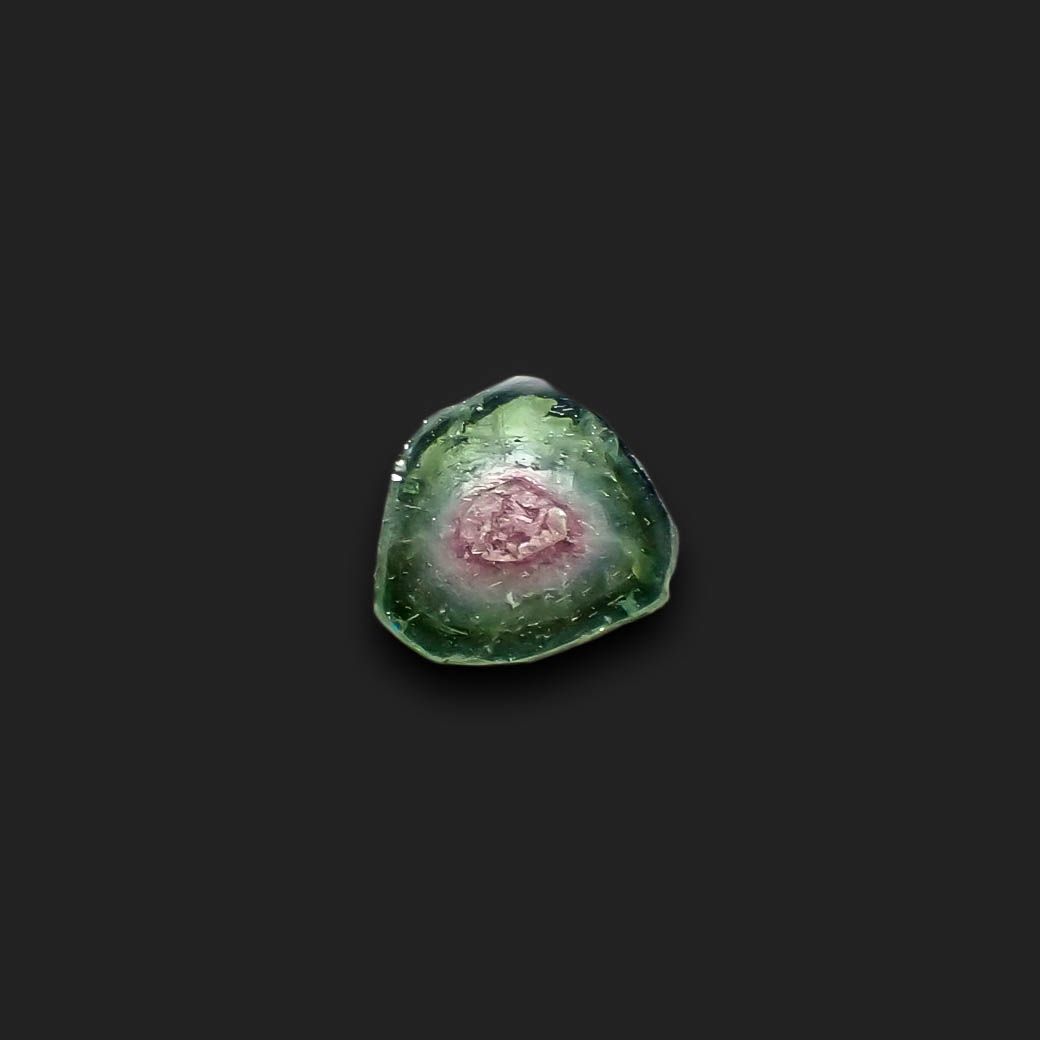 ウォーターメロントルマリン 原石スライス コンゴ民主共和国産 1.64ct[230321307]8.6x8.4mm前後