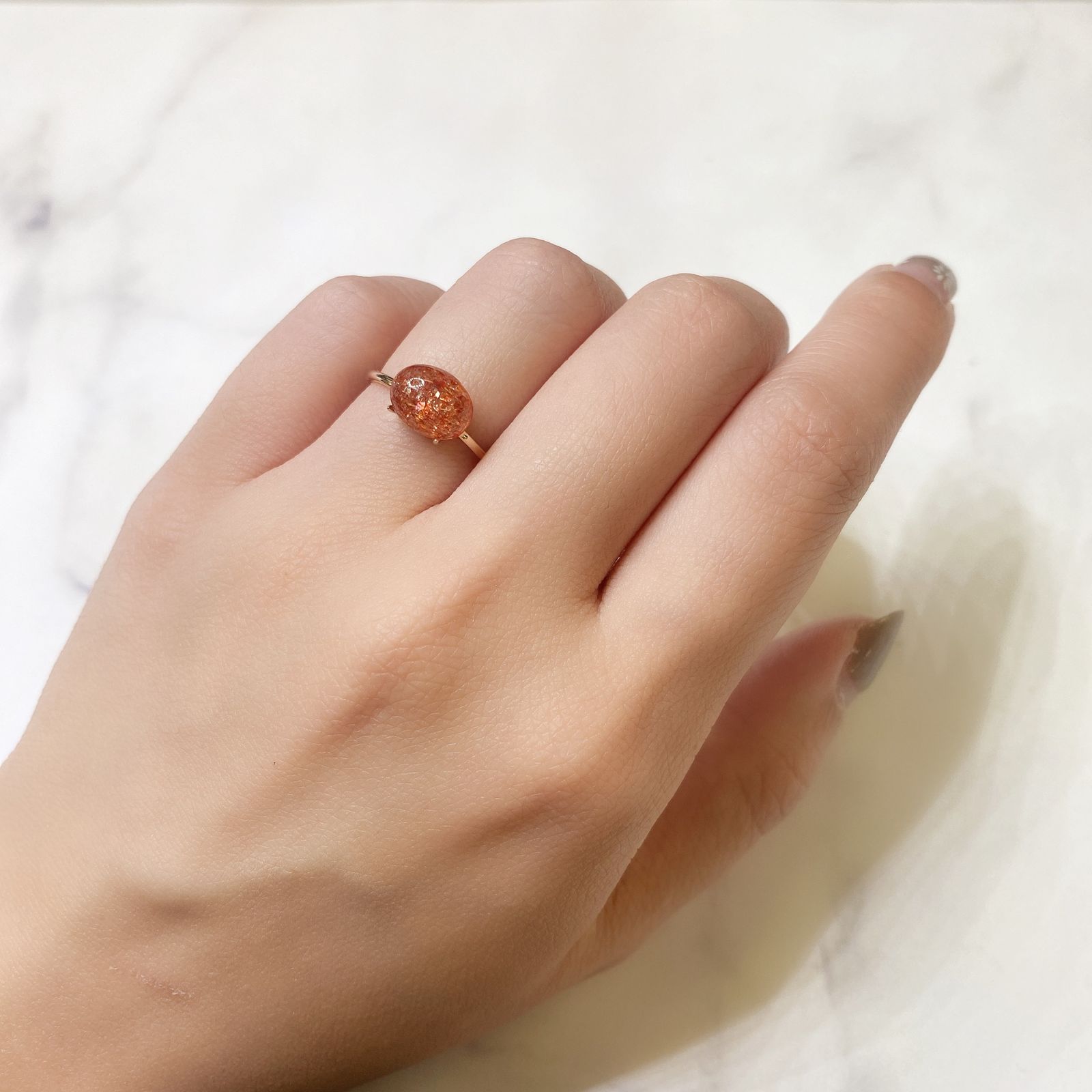 イリュージョンサンストーン(宝石名フェルドスパー) タンザニア産 1.84ct 識別済[211013338]9.2×7.2mm前後