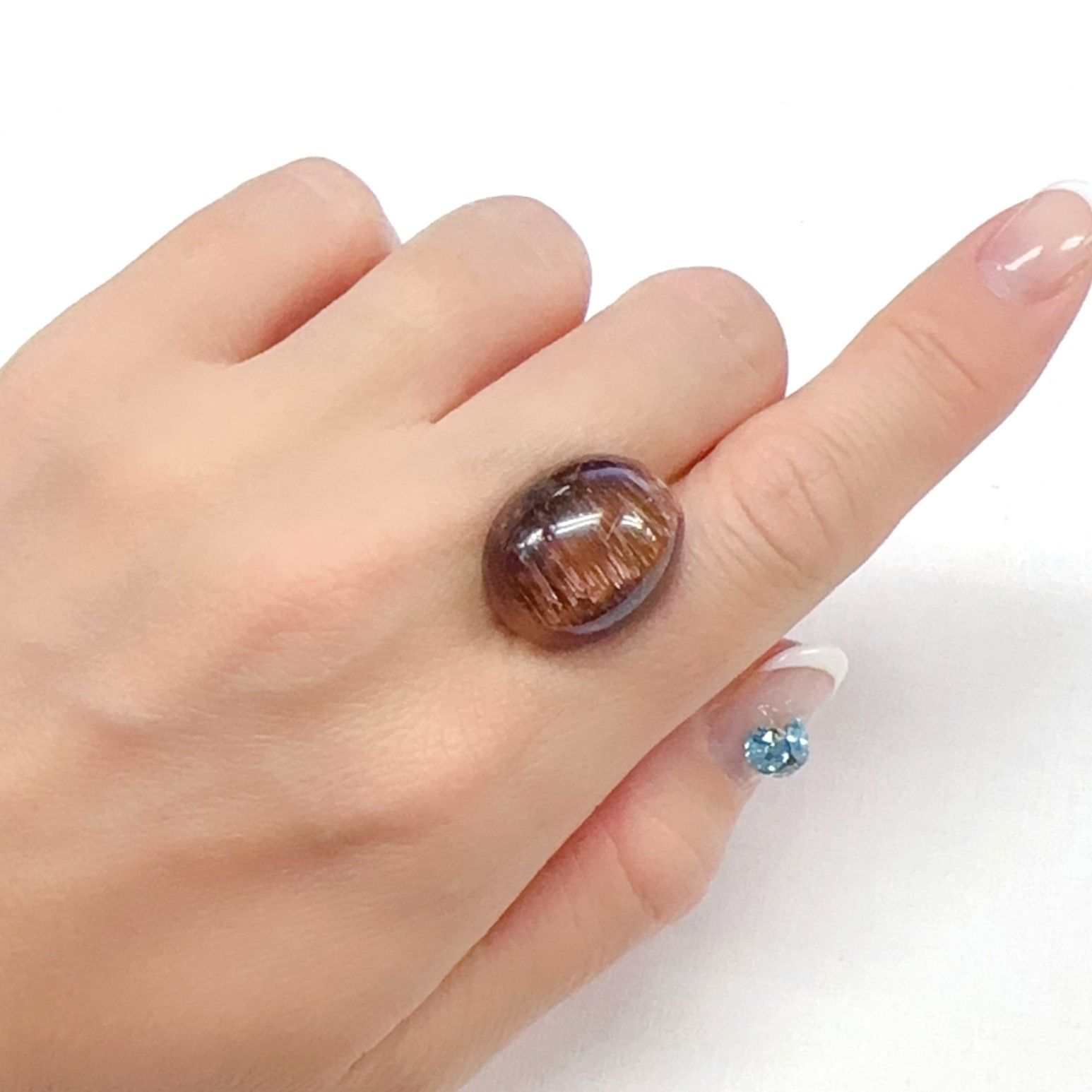 ルチルクォーツ キャッツアイ ブラジル産 25.22ct[240427052]19.4x15.9mm前後