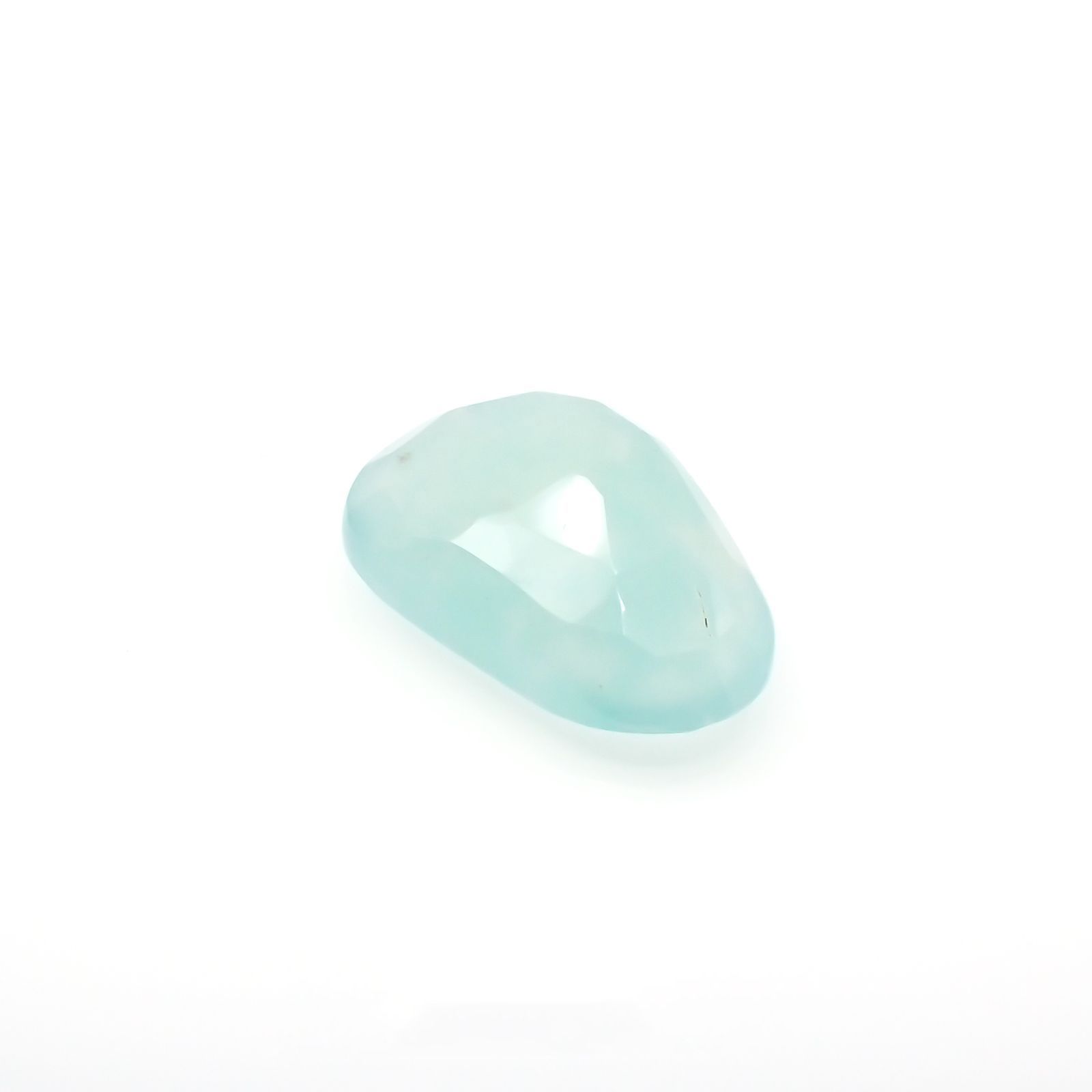 ◇ローズカット◇アクアプレーズ(宝石名ブルー グリーン・カルセドニー)南アフリカ産 4.18ct 識別済[230421888]13.7x10mm前後