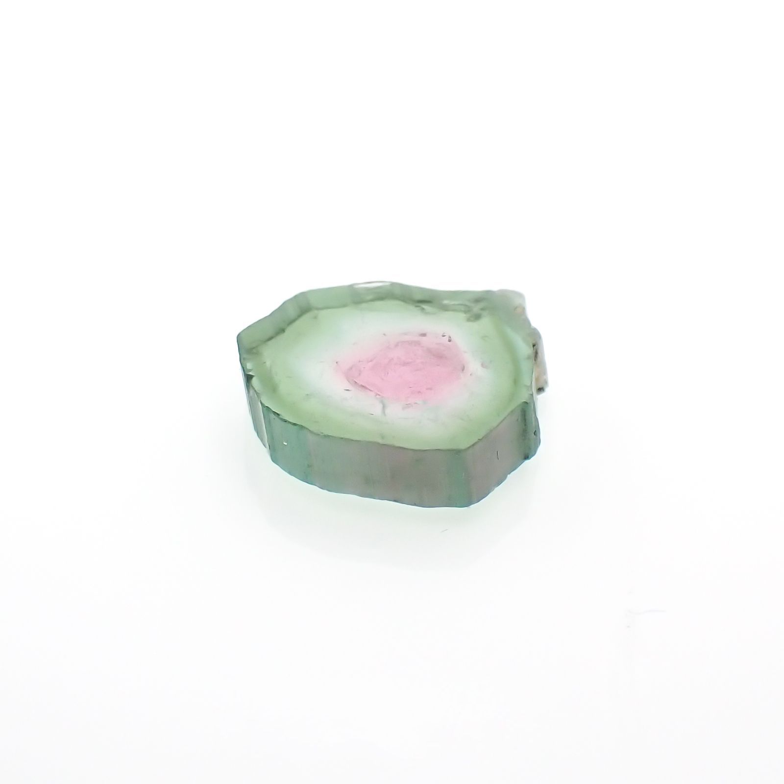 ウォーターメロントルマリン 原石スライス コンゴ民主共和国産 3.19ct[221018615]9.5x10.6mm前後