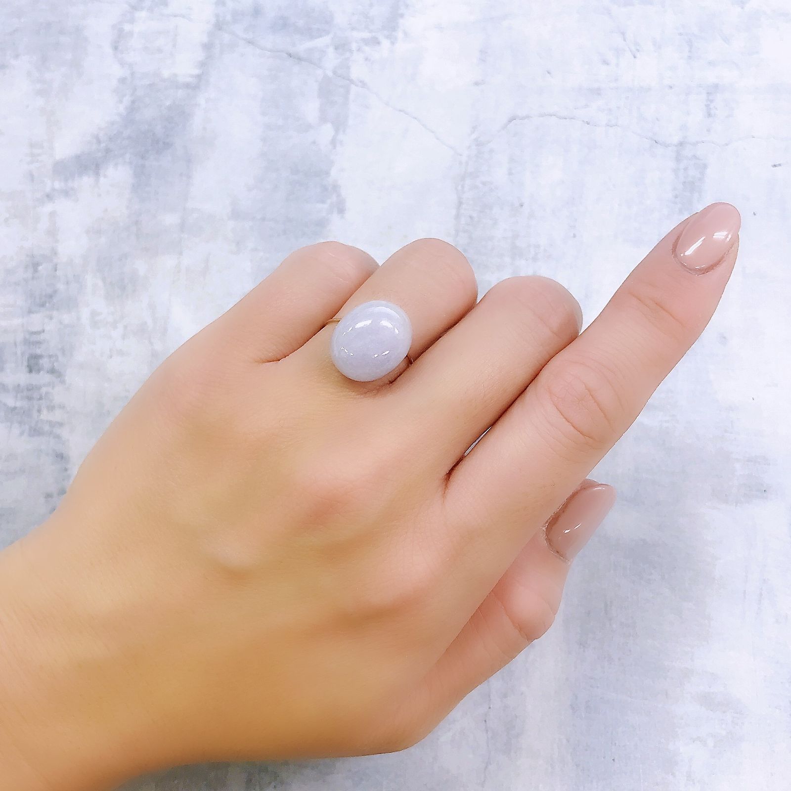 ラベンダー翡翠 ビルマ産 14.16ct [221219383]15.2x12.6mm前後