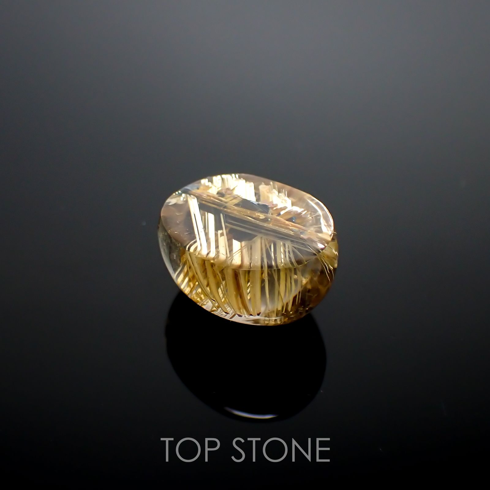 太陽タイチンルチルクォーツ(宝石名ルチルレイテッド・クォーツ) ブラジル産 14.59ct 識別済[20062825]15.5×12.7mm前後