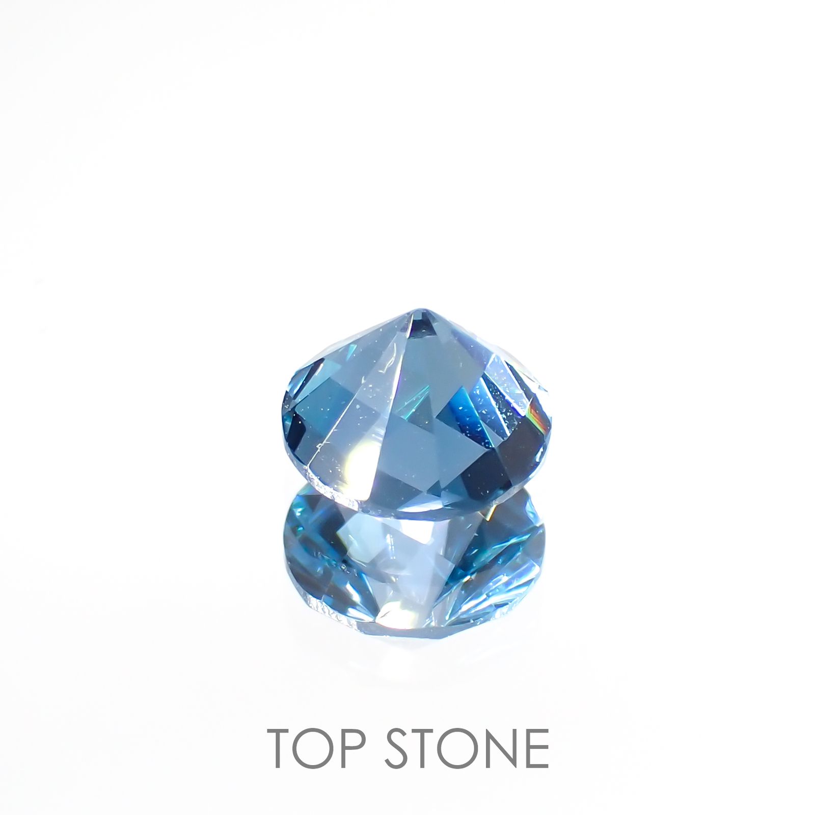 ◇チェッカーコンケーブカット◇ロンドンブルートパーズ ブラジル産 ルース 1.27ct[210913044]6.6×6.6mm前後