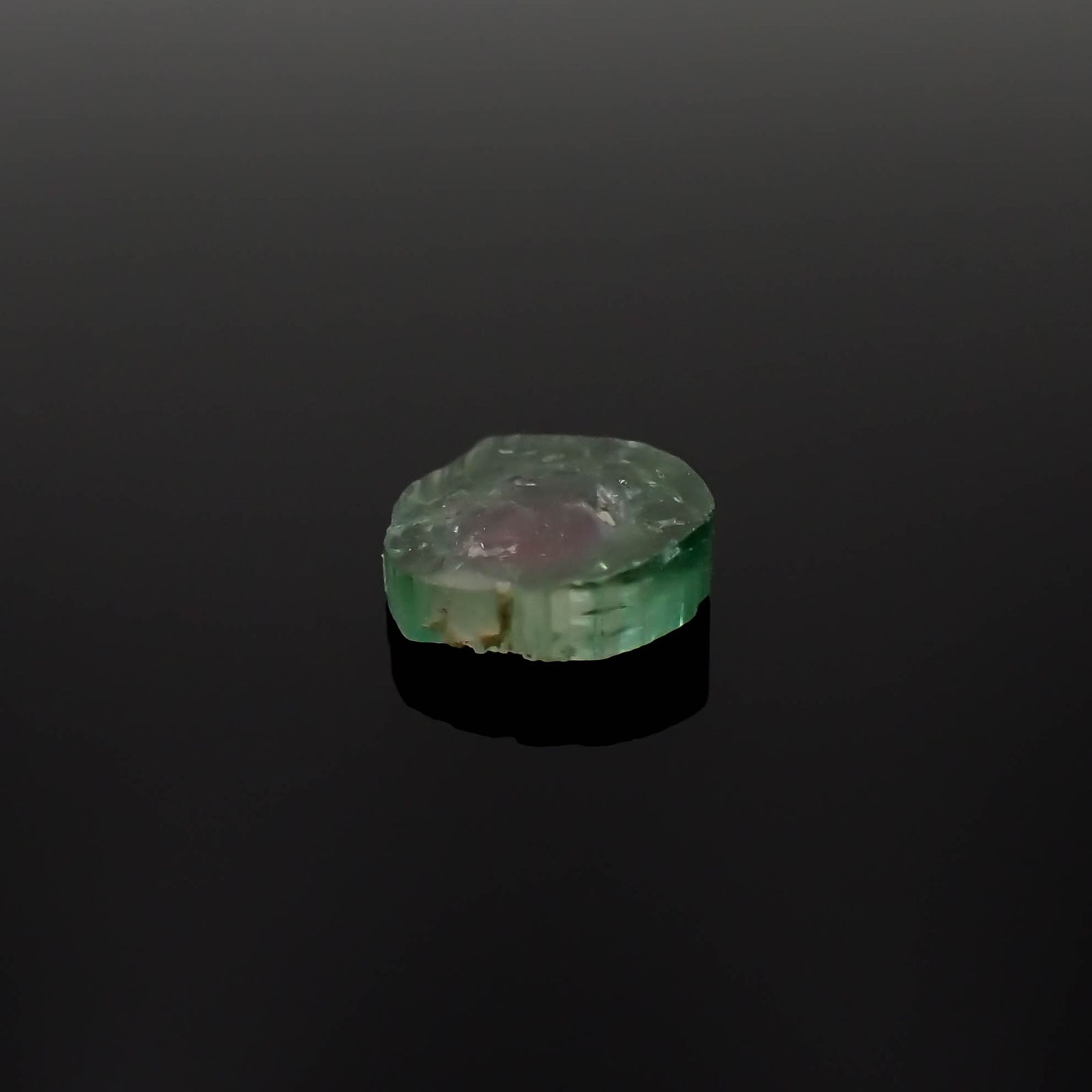 ウォーターメロントルマリン 原石スライス コンゴ民主共和国産 2.04ct[230321308]8.6x7.9mm前後