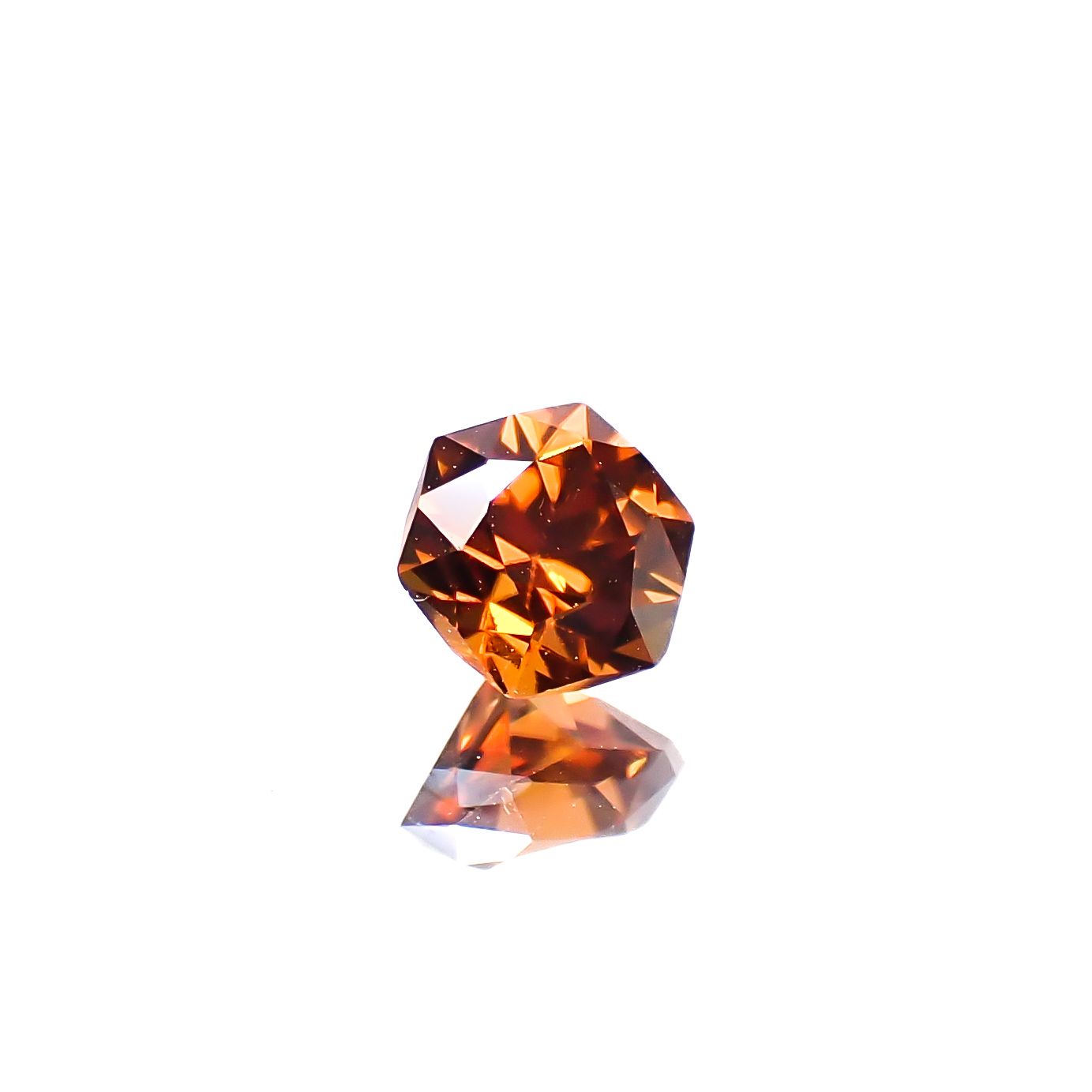 ◇ヘキサゴンカット◇オレンジジルコン(宝石名ジルコン)スリランカ/カンボジア産 0.44ct 識別済[241129491]3.9x3.8mm前後