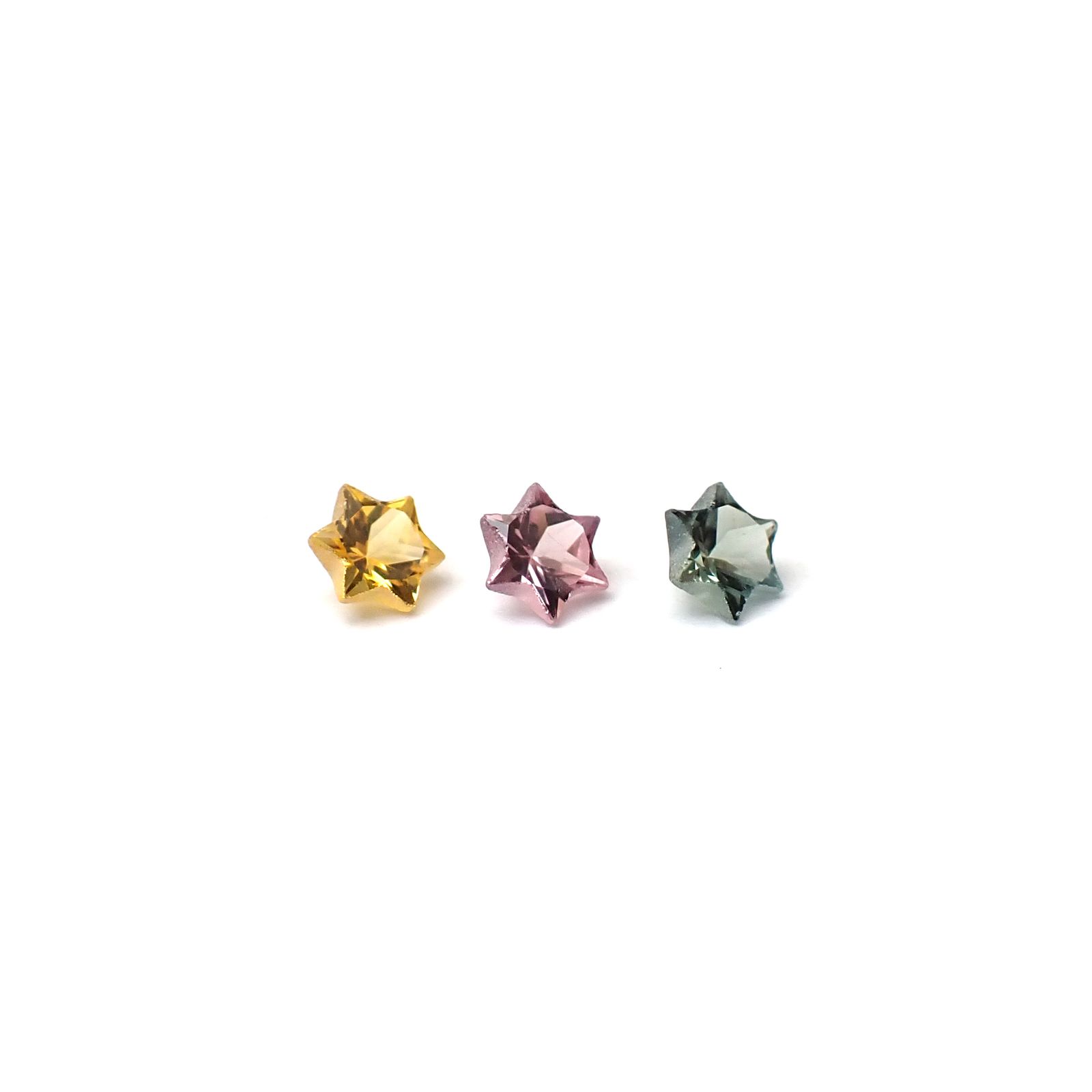 ◇カスタムカット◇サファイア カラーグラデーション3個セット スリランカ/マダガスカル産 0.32ct(3pcs合計) / 3.1-3.2x3.1-3.2mm前後 [260632323]