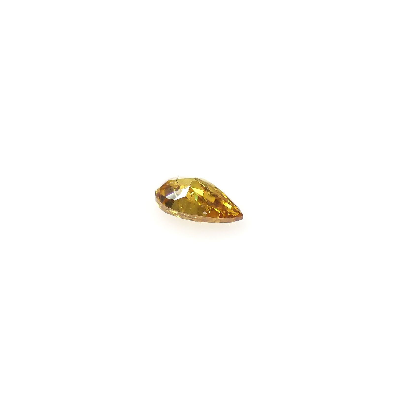 イエローダイヤモンド(宝石名ダイアモンド I-1/FANCY VIVID ORANGE YELLOW) 0.098ct ソ付(CGL)[240427042]3.87x2.26mm前後