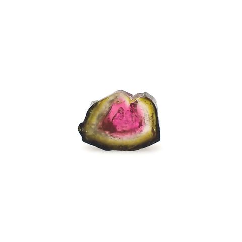 ウォーターメロントルマリン 原石スライス(宝石名トルマリン)ブラジル産 5.87ct 識別済[231023933]14.4x11.2mm前後