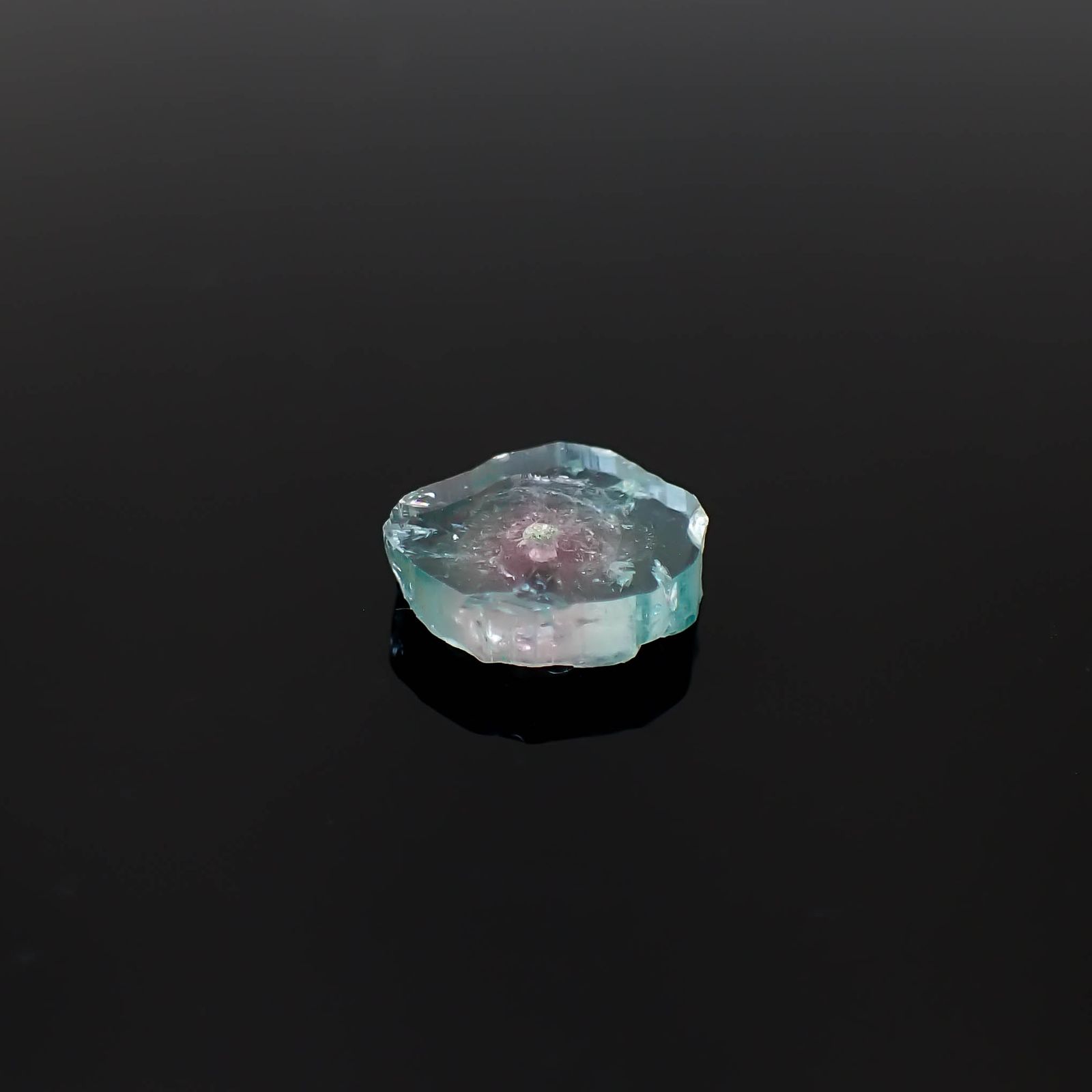 ウォーターメロントルマリン 原石スライス アフガニスタン産 3.23ct [250430214]11x9.6mm前後