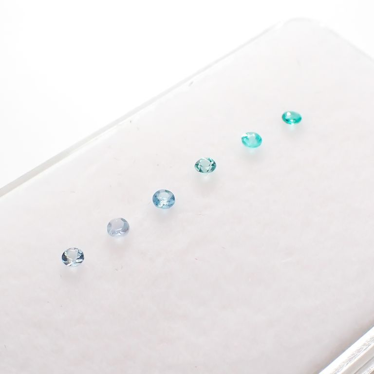 パライバトルマリン カラーグラデーション6pcsセット(宝石名トルマリン)ブラジル産 0.19ct(6pcs合計) 識別済[230220338]2x2mm前後