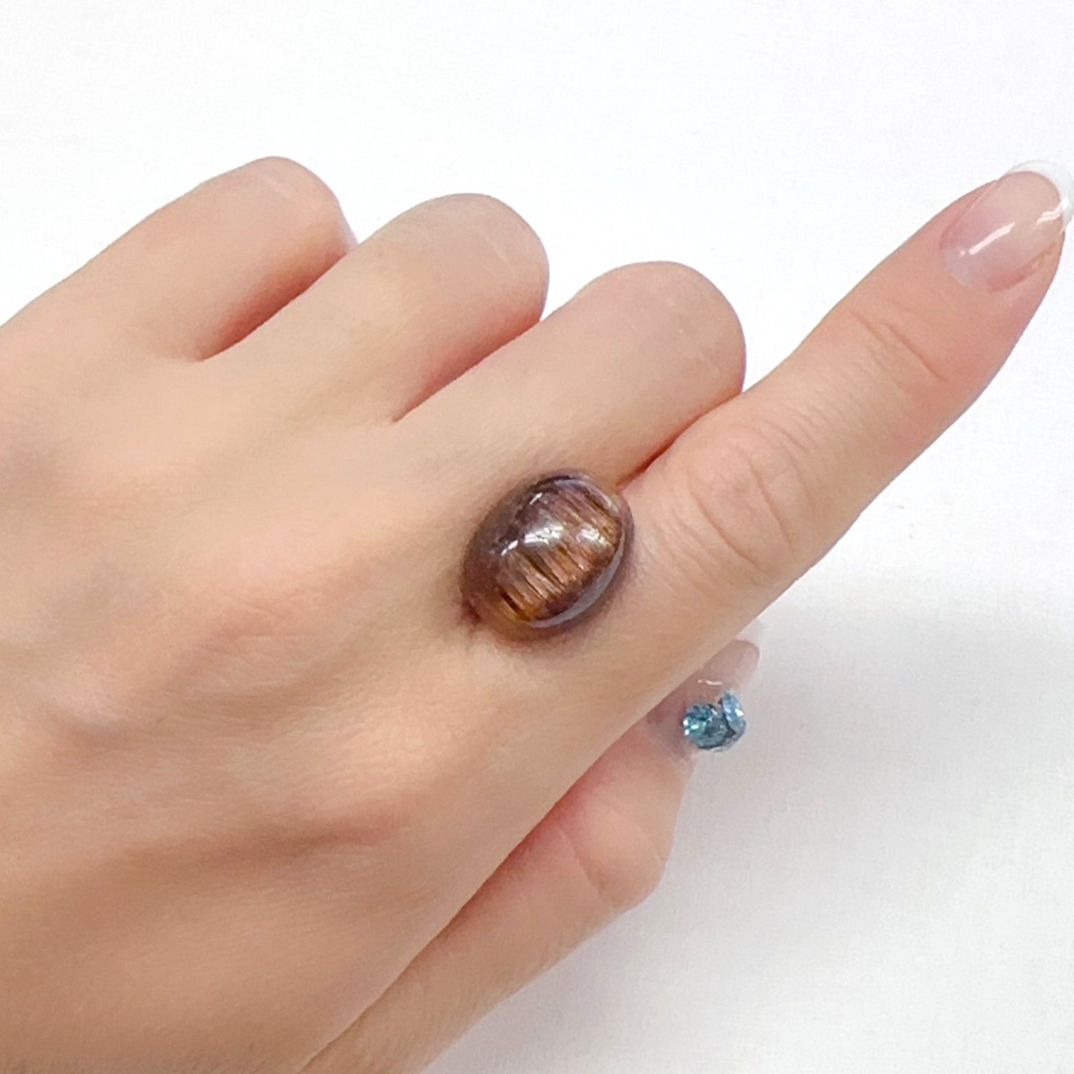 ルチルクォーツ キャッツアイ ブラジル産 17.56ct[240427051]17.1x13.3mm前後