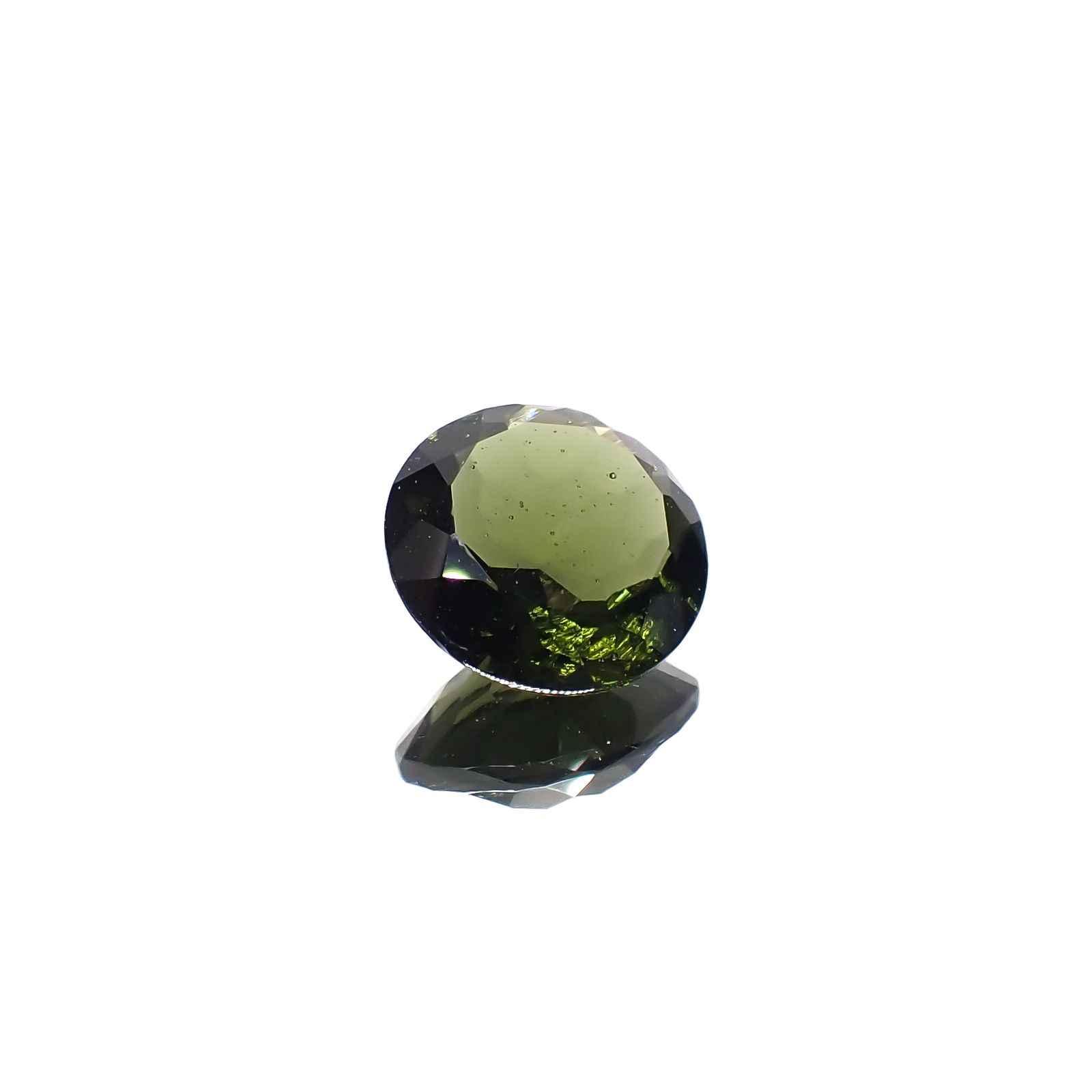モルダバイト(宝石名モルダバイト)発見地：旧チェコスロバキア 3.36ct 識別済[231224824]11x10.9mm前後