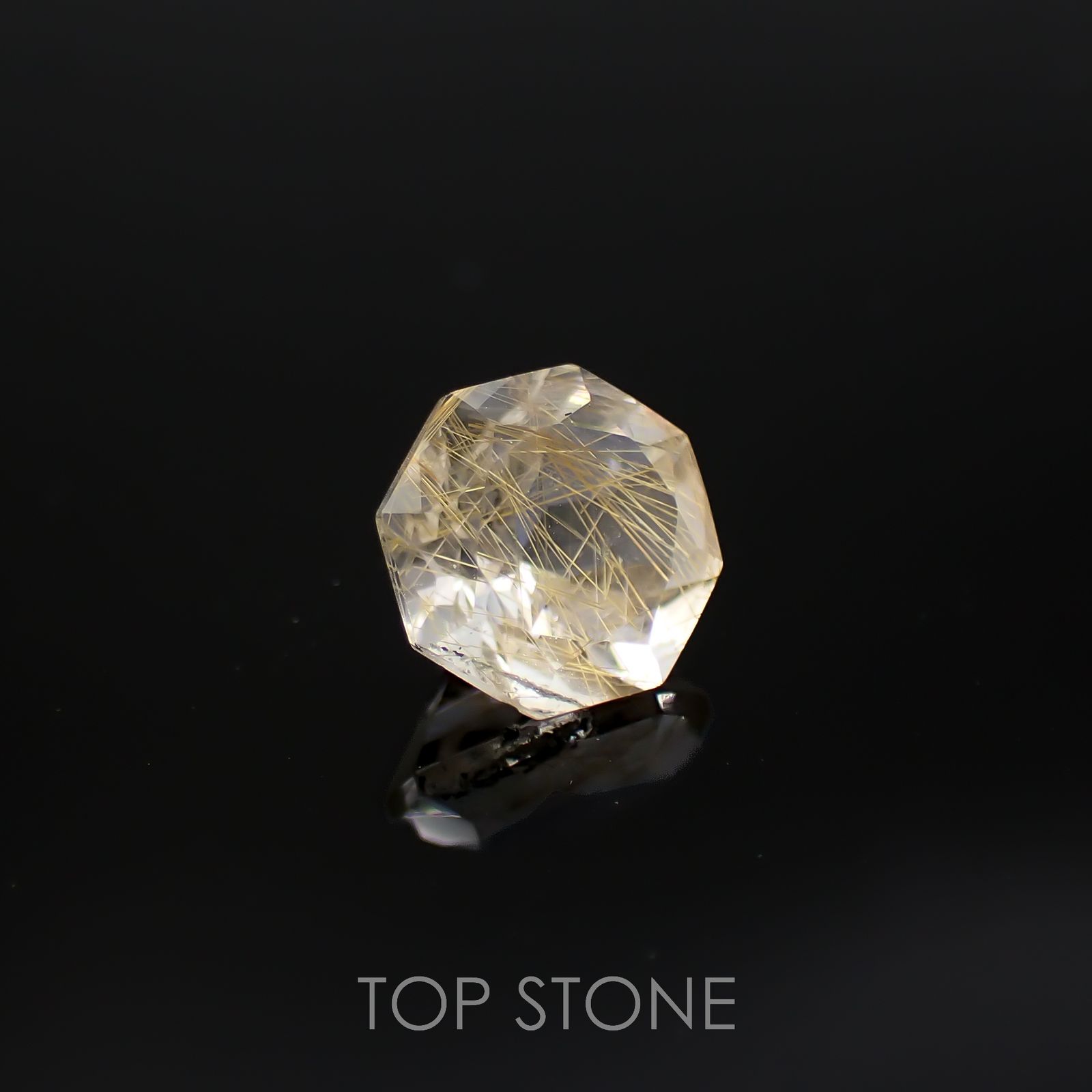 ◇オクタゴンカット◇ルチルクォーツSA(宝石名ルチルレイテッド・クォーツ)ブラジル産 0.94ct 識別済[220817467]6.1x6.1mm前後