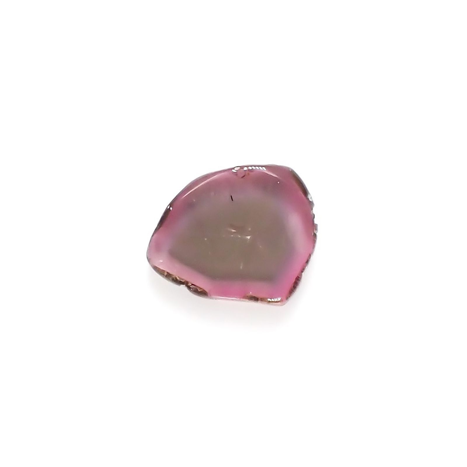 ピンクウォーターメロントルマリン 原石スライス  ブラジル産 2.90ct / 11.6x10.2mm前後 [251018620]